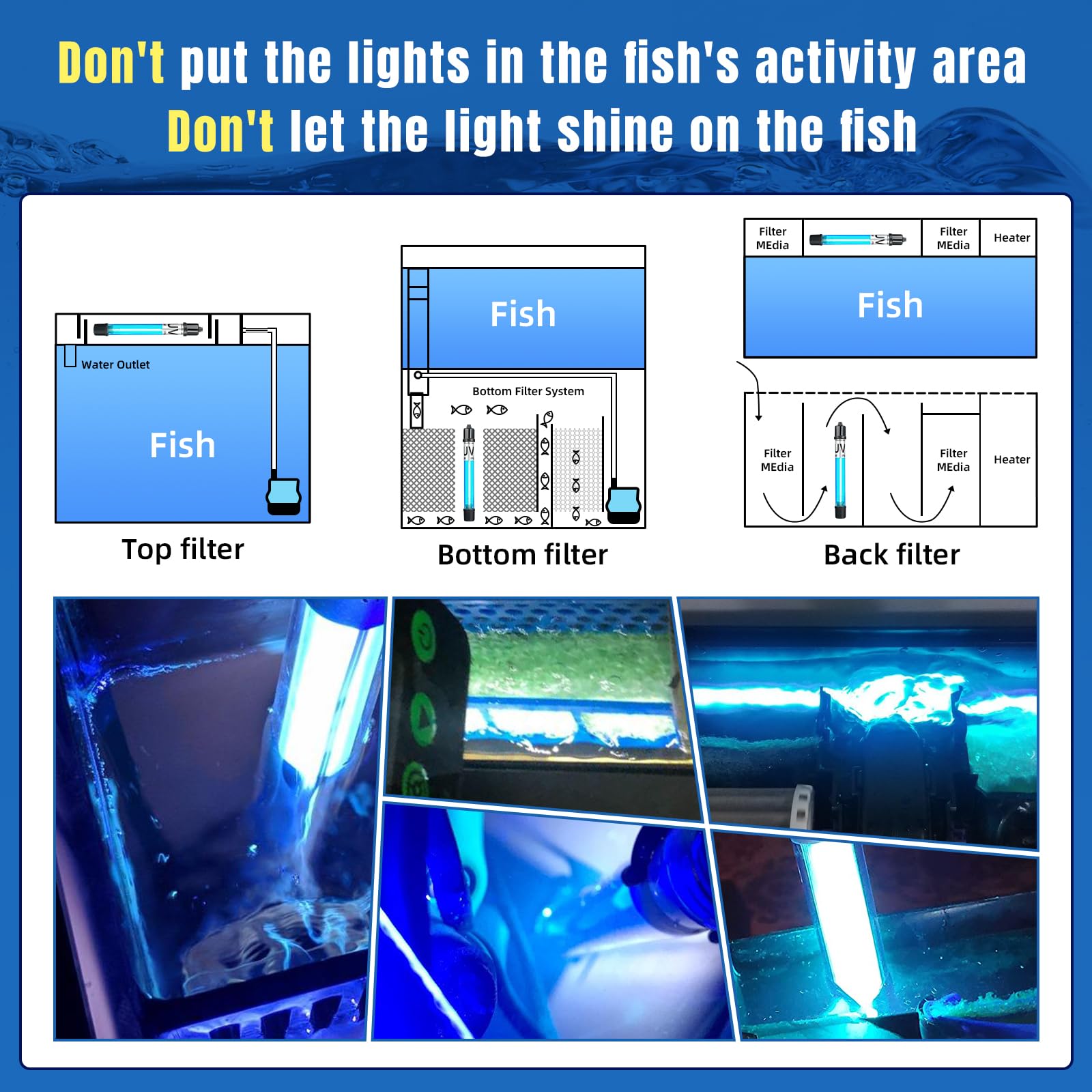 2-Pack 11W UV Light for 55-150 Gallon Aquarium - Algae Cleaner for Fish Tanks
