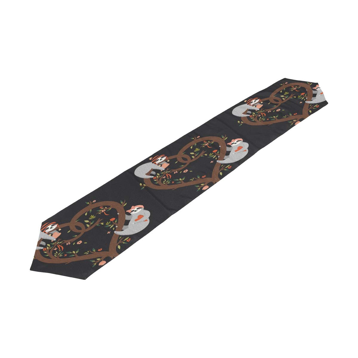 AUUXVA 13x70 Inches Long Table Runner - Cute Sloth & Floral Pattern Polyester Tablecloth for Dining, Kitchen, Coffee Table - Perfect for Home Decor, Parties, Banquets & Holiday Celebrations