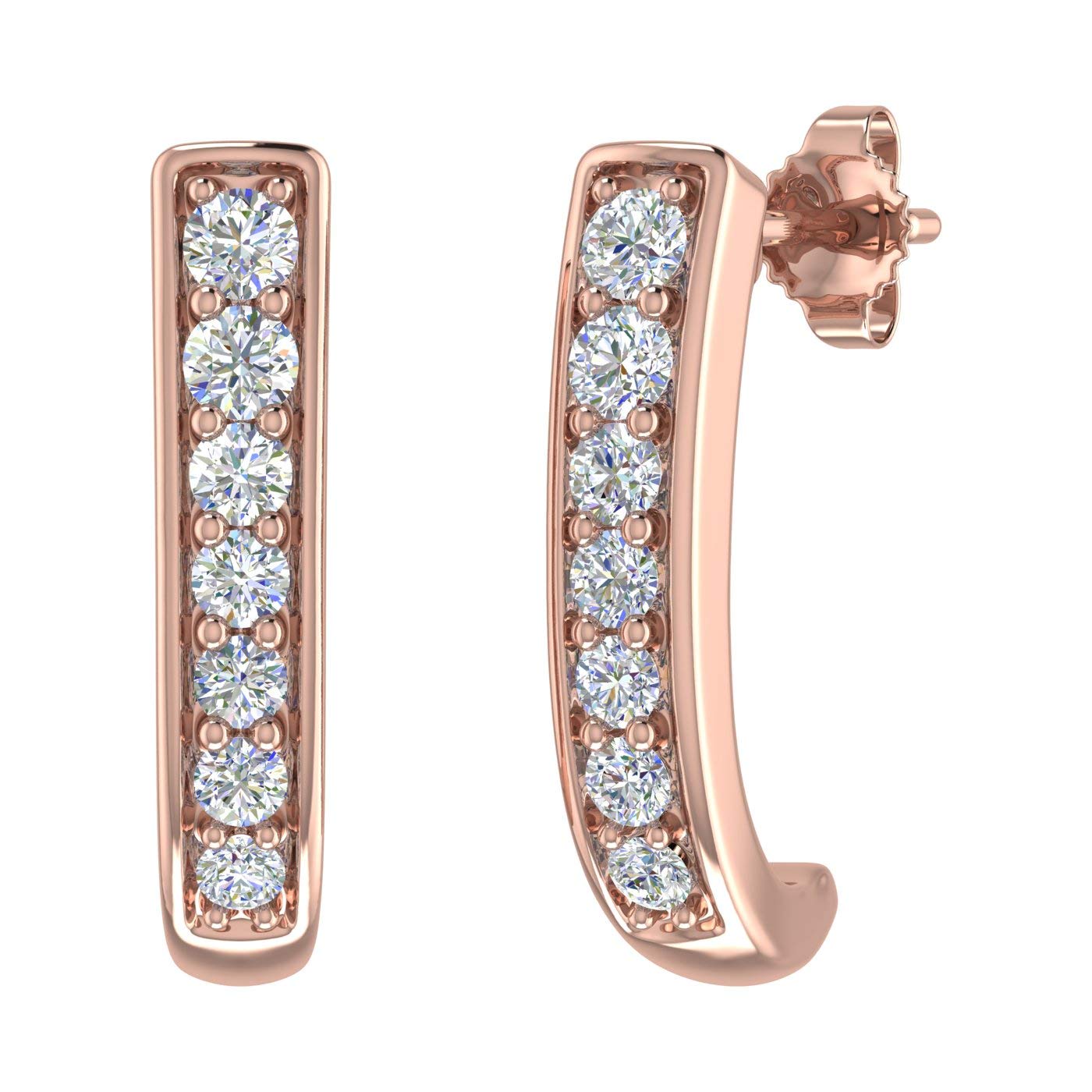 1/2 Carat Diamond Open Hoop Earrings in 10K Gold - IGI Certified Dainty Everyday Jewelry for Women, Perfect for Work, Date Night & Special Occasions