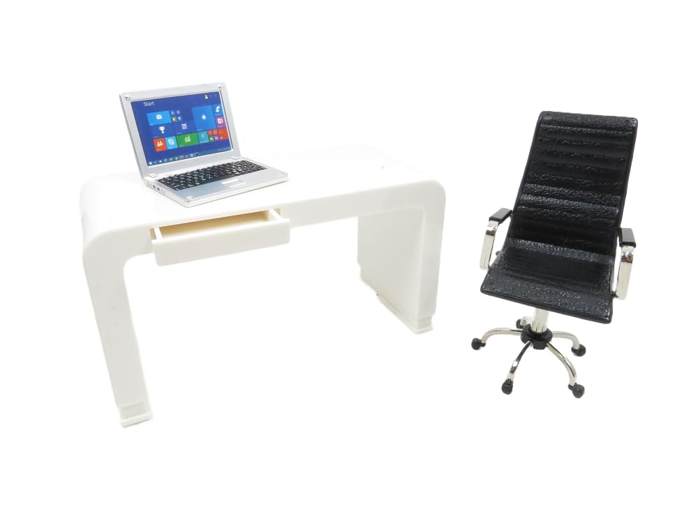 Aztec Imports Miniature Modern Desk Set - 5-Piece Dollhouse Furniture for DIY Miniature Room Decor | Perfect for Dollhouse Accessories, Model Displays & Miniature Collectors