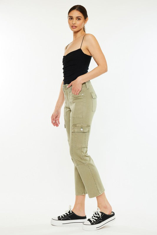 Lavinia Women's High Rise Slim Straight Leg Cargo Pants - Stretch Comfort Fit for Work, Hiking & Casual Wear