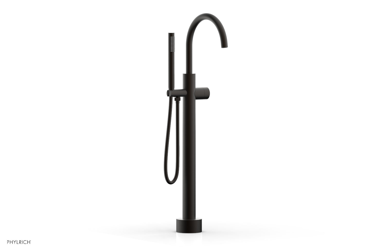 BASIC II Low Floor Mount Tub Filler with Smooth Handle & Hand Shower - Model 230 46 03 - Perfect for Modern Bathroom Renovations and Spa-Like Shower Experiences