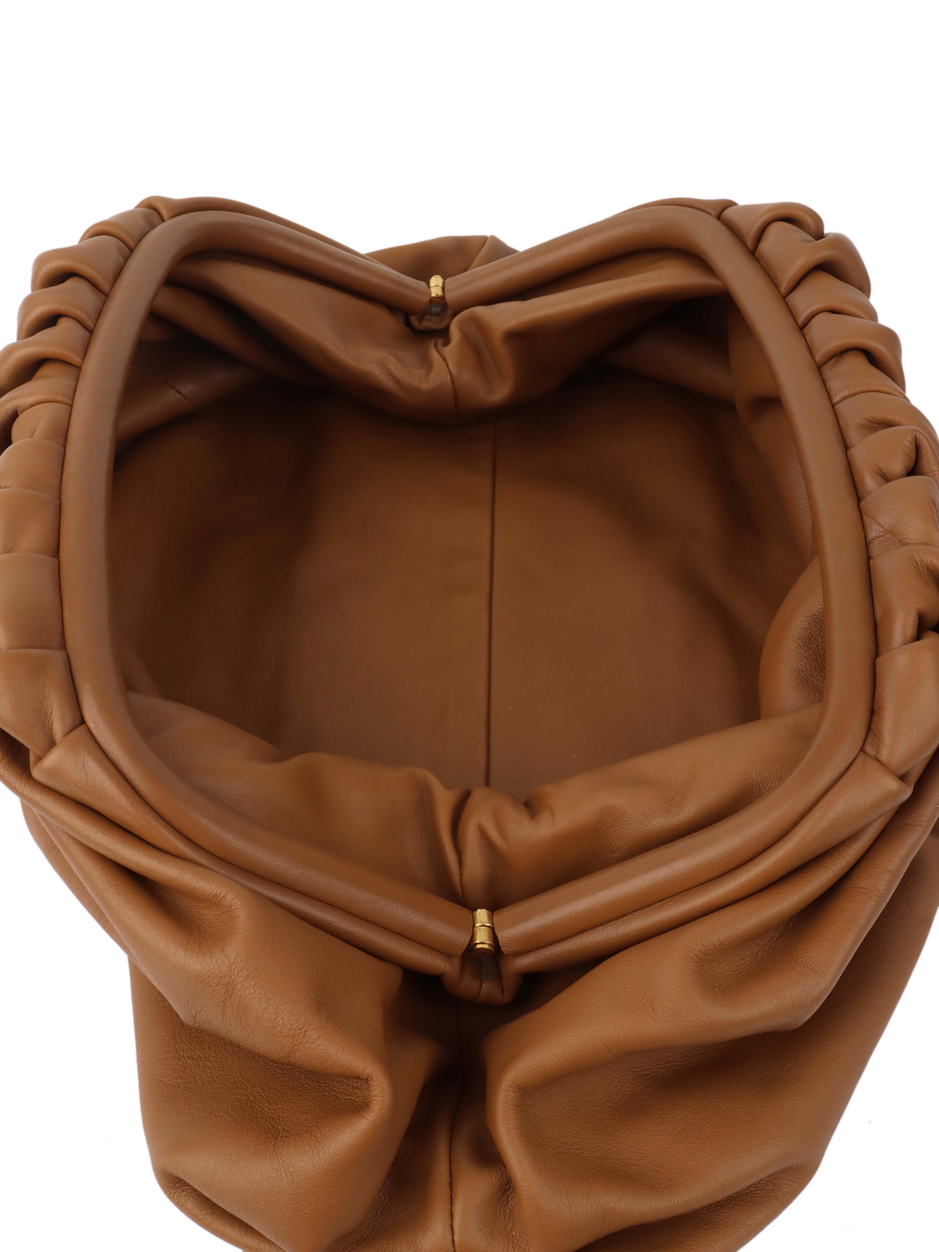 Bottega Veneta Leather Pouch Bag in Tan | Premium Crossbody Clutch for Women | Perfect for Parties, Travel & Everyday Use