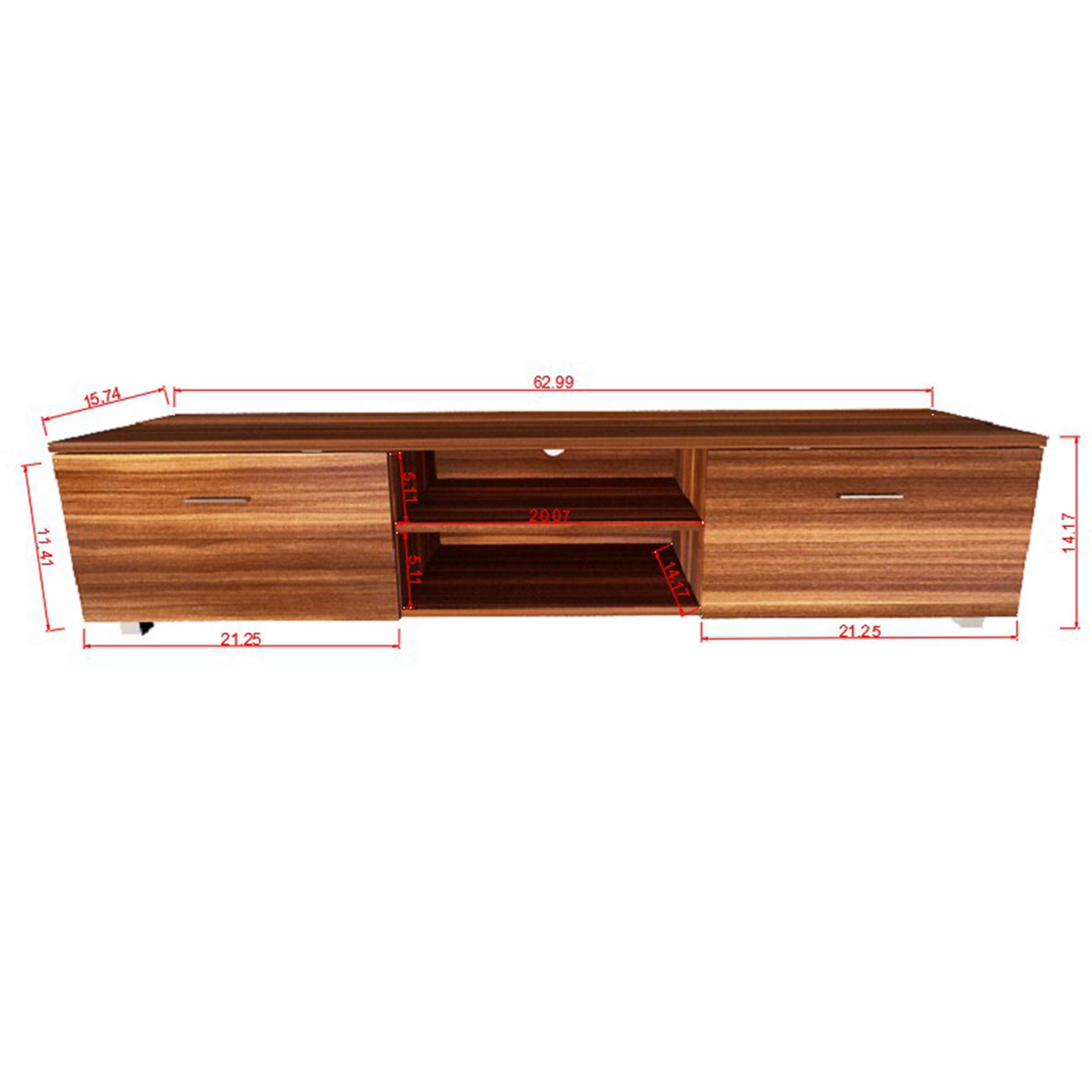 i-POOK 70 Inch TV Stand with Storage - Wooden TV Console Table with 2 Open Shelves & 2 Drawers - Media Entertainment Center for Living Room, Bedroom - Walnut Finish - Perfect for Home Theater Setup & Living Room Organization