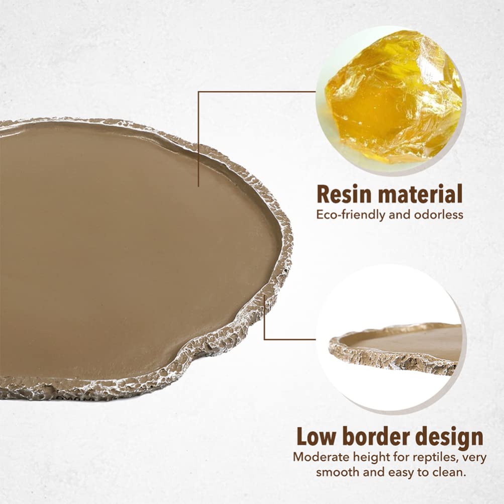 2-Pack Durable Resin Reptile Food and Water Dishes - Non-Slip Tortoise Feeding Bowls for Turtles, Lizards & Small Pets - Ideal for Terrariums, Habitats & Outdoor Enclosures