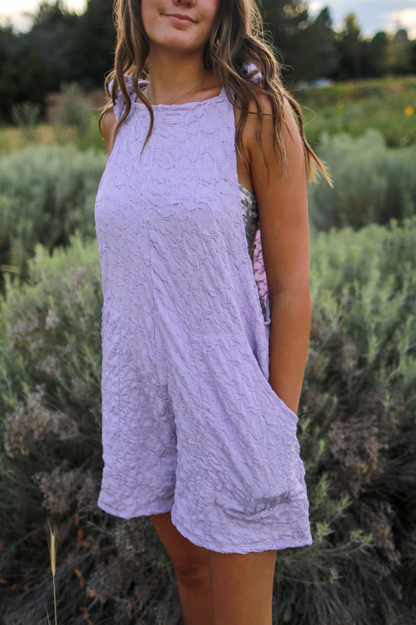 Pink & Lilac Textured Romper for Women - Soft & Stylish Jumpsuit - Perfect for Summer Outfits, Beach Vacations & Casual Wear - $32