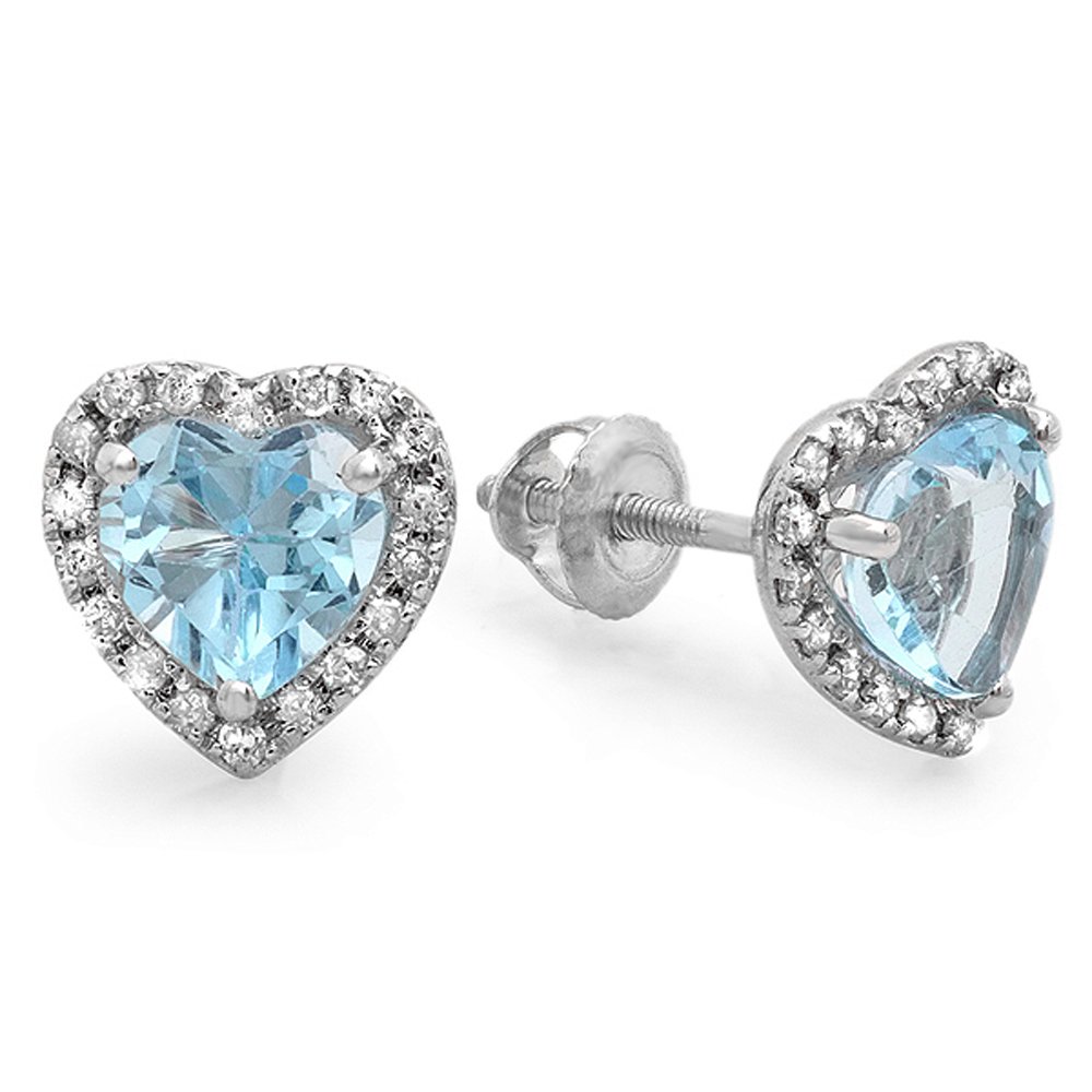 Dazzlingrock 10K Solid White Gold Heart Shaped Halo Stud Earrings for Women - Perfect for Valentine's Day Gifts, Anniversary Presents & Romantic Occasions