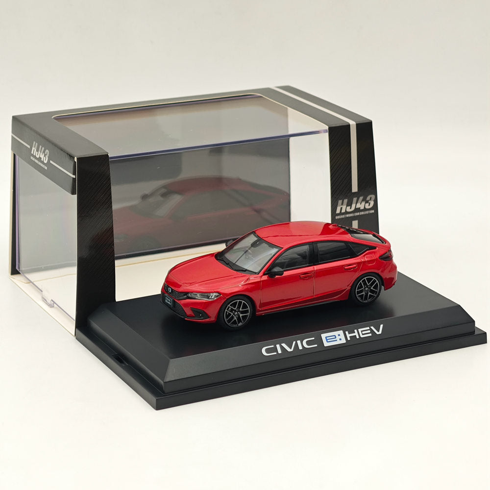 1/43 Scale Honda Civic FL4 E-HEV Premium Diecast Model Car - Crystal Red Metallic - Collectible Hobby Japan Toy for Display & Gift Giving