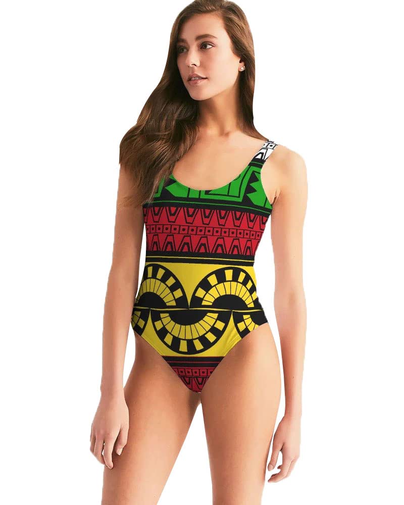 **Akawaio Women's One Piece Swimsuit - Tummy Control, Scoop Neck, Multicolor - Perfect for Beach, Pool & Summer Vacations**