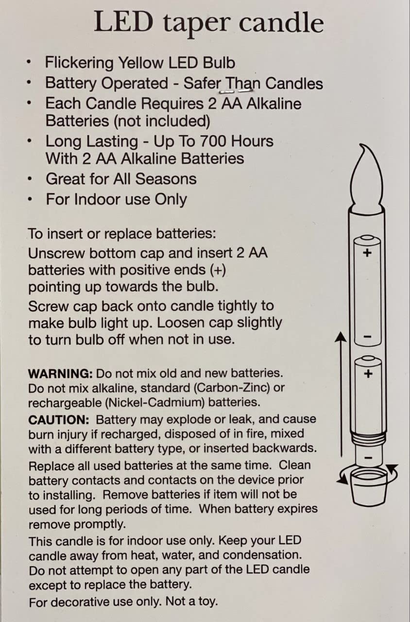 Flickering LED Taper Candles - Battery Operated with 6HR Timer, 6.25