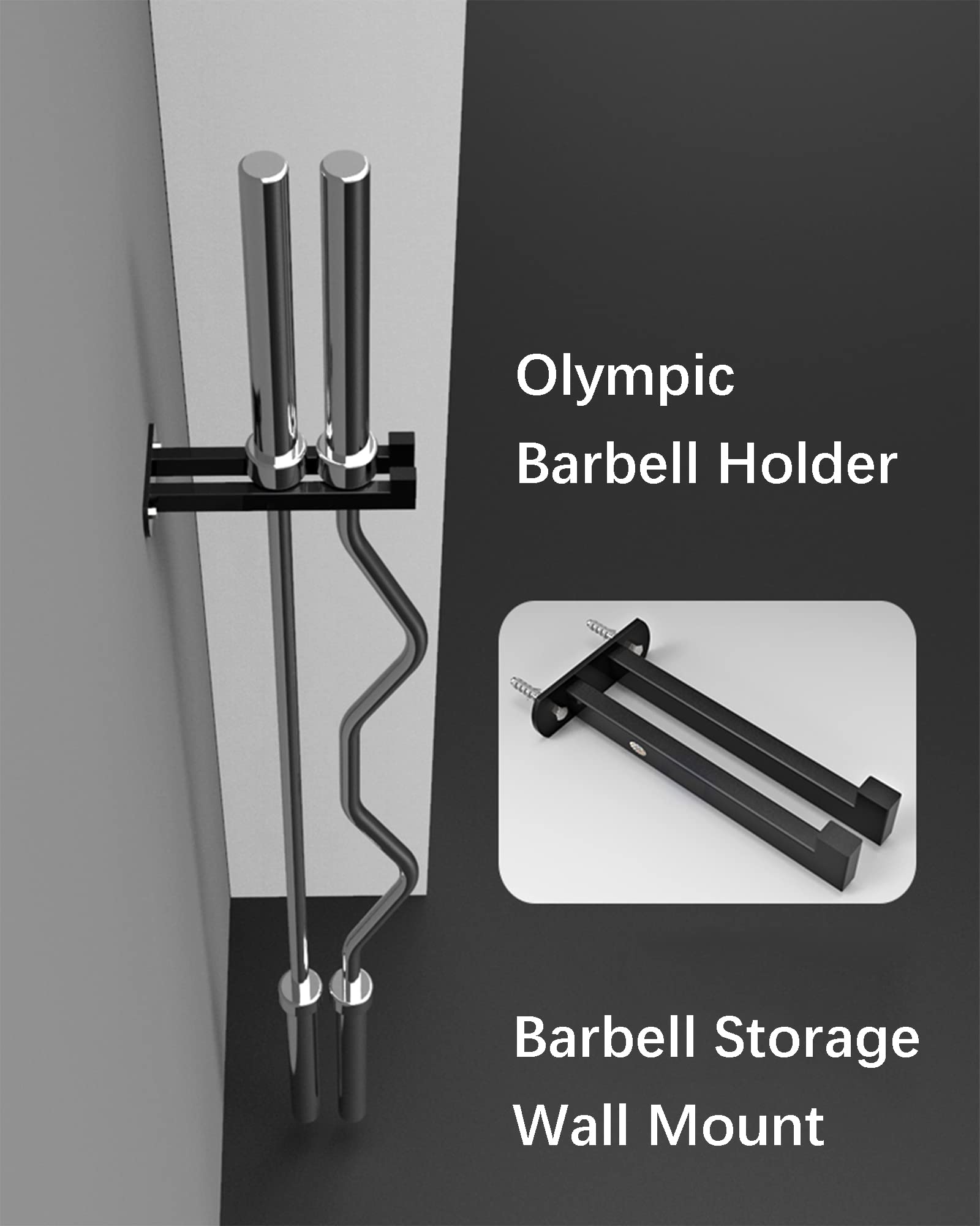 Vertical Barbell Holder Wall Mount - Stainless Steel Olympic Bar Storage Rack for Home Gym Organization | Space-Saving Weight Bar Rack in Matte Black | Perfect for Garage, Basement & Home Workout Spaces