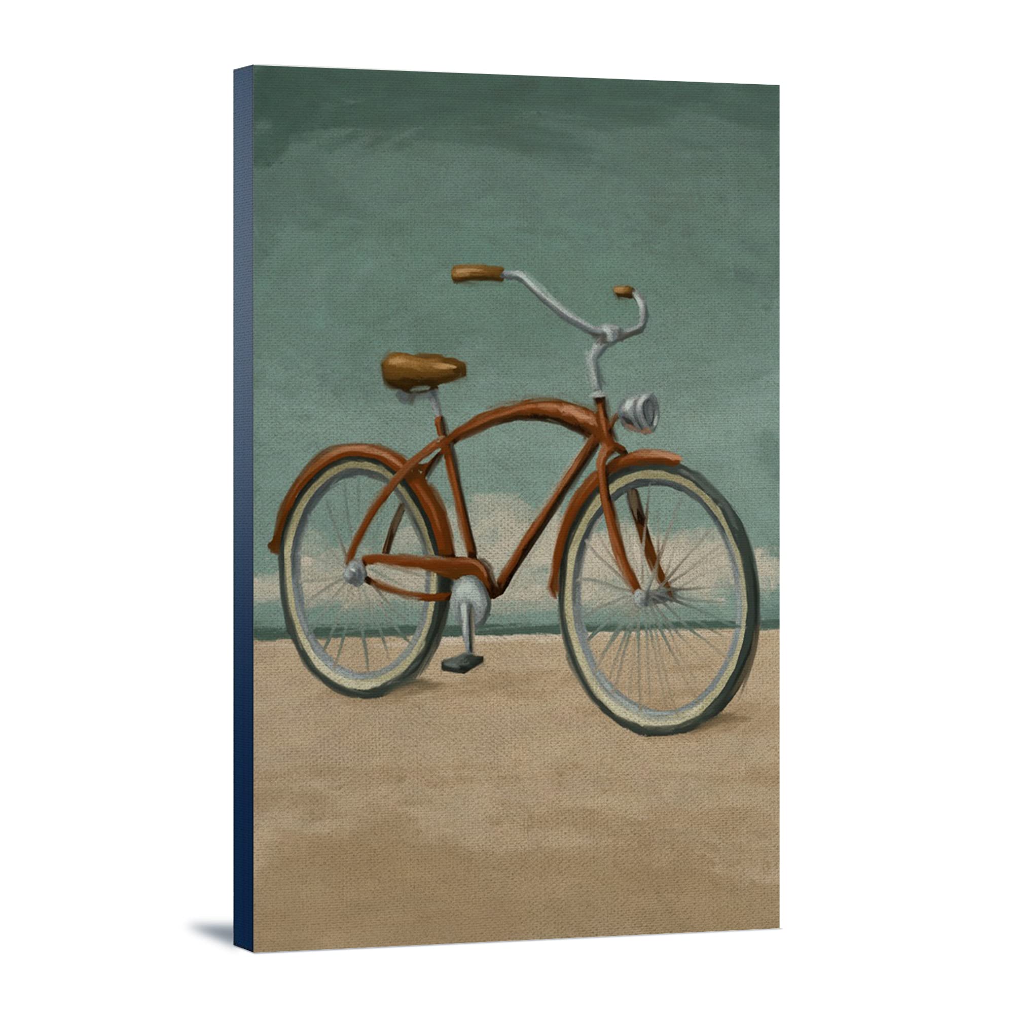 Beach Cruiser Oil Painting - 24x36 Inch Gallery Wrapped Stretched Canvas Wall Art - Perfect for Living Room, Bedroom, Office & Beach House Decor