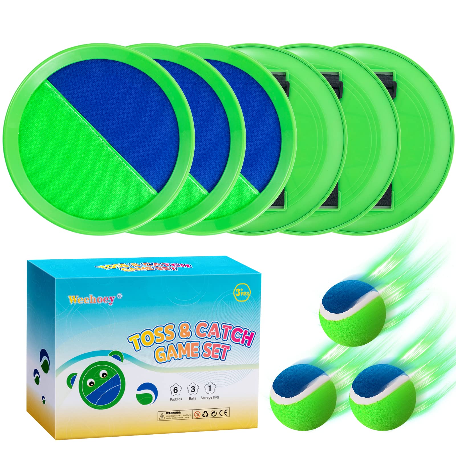 Beach Toys for Kids - Outdoor Toss and Catch Ball Game Set with 6 Paddles & 3 Balls - Fun Summer Beach Games for Boys Girls Ages 3-8 - Perfect for Backyard, Park, Beach Play & Birthday Christmas Gifts
