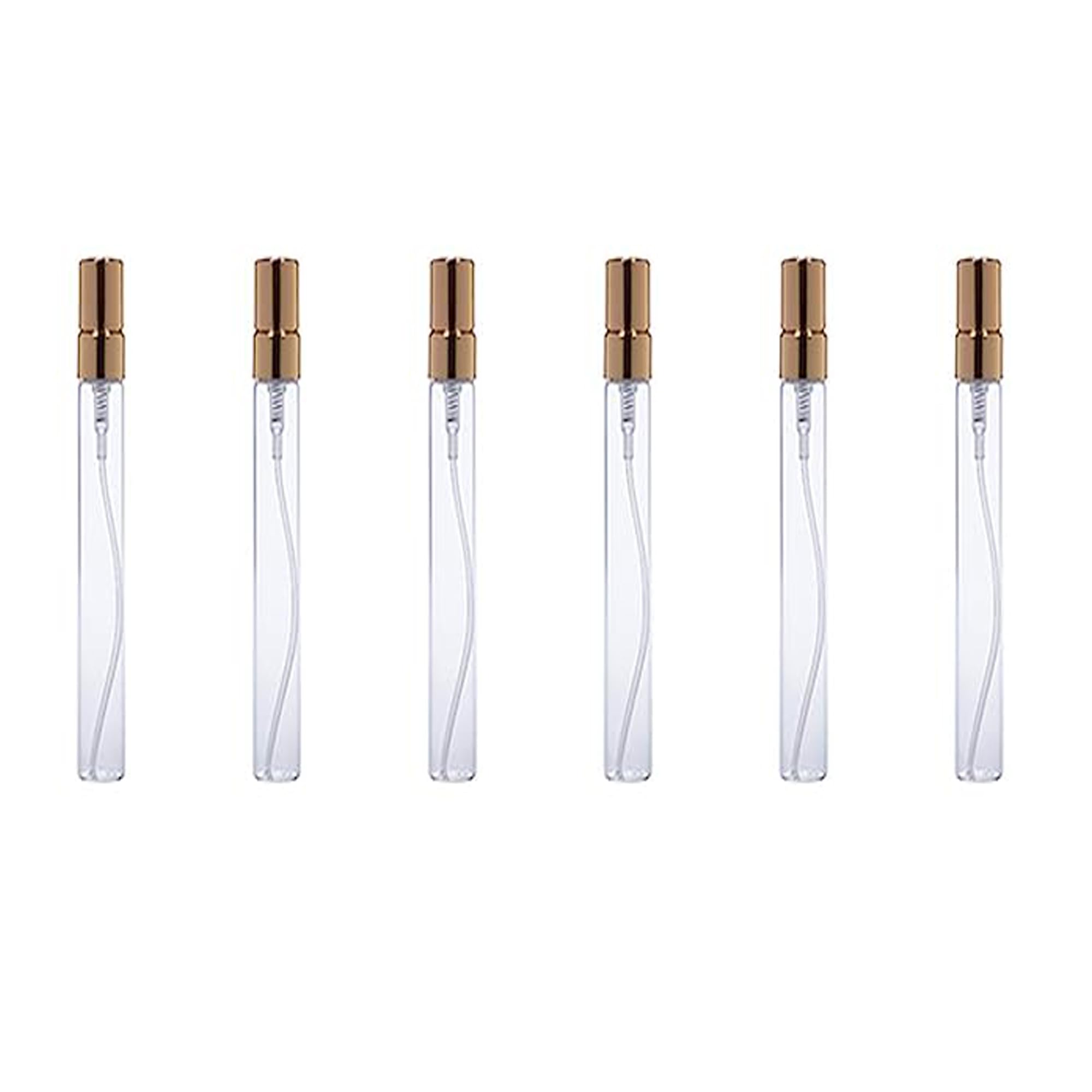 10ml Refillable Empty Glass Spray Bottle - Transparent Travel Size for Perfume, Sanitizer, Essential Oils, Lotion & Cosmetics | Pack of 6 | Perfect for Home, Office & Travel Use