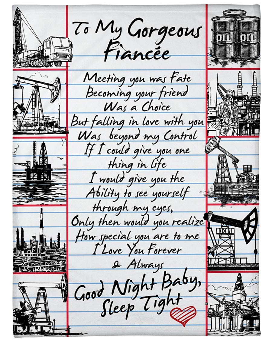 Soft Fleece Blanket for Women & Teens - 30x40 Inch Cozy Gift for Christmas, Birthday, Anniversary - Perfect for Girlfriends, Wives & Best Friends (Oilfield Man's Fiancee Design) - Great for Snuggling on the Couch, Bed or Outdoor Adventures