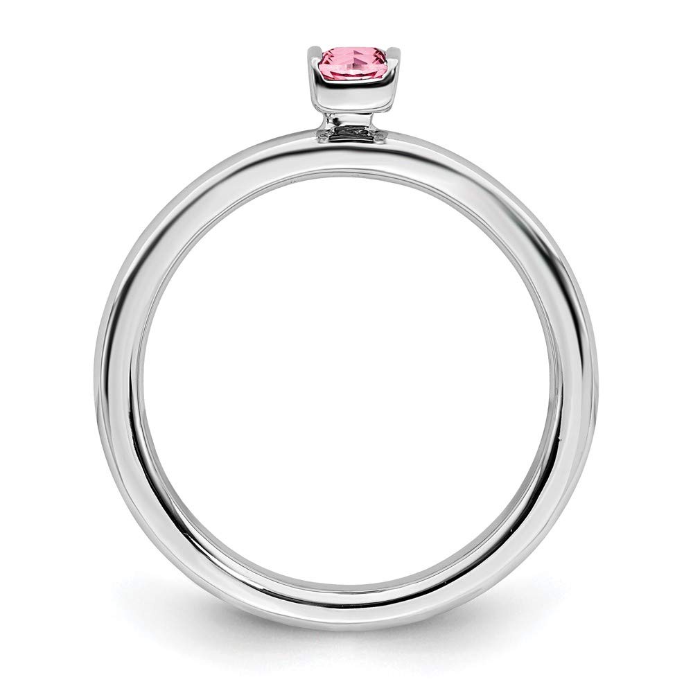 Black Bow Sterling Silver Pink Tourmaline Stackable Ring for Layering Jewelry