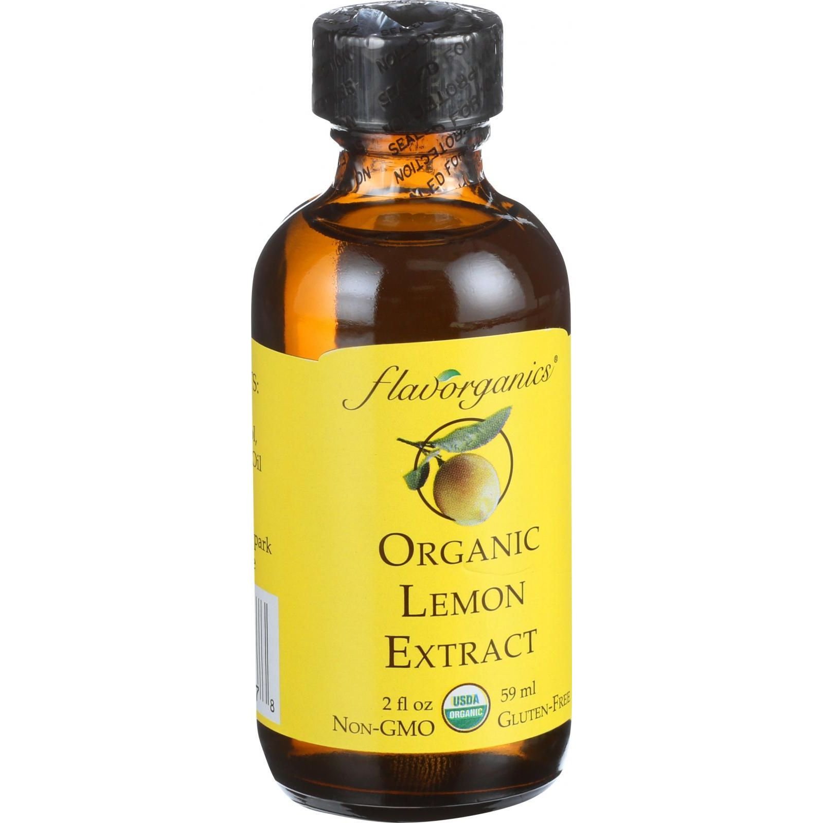 Organic Lemon Extract by Flavorganics - 2 oz, 95%+ Organic, Gluten Free, Wheat Free, Kosher Certified - Perfect for Baking, Cooking & Cocktail Mixing