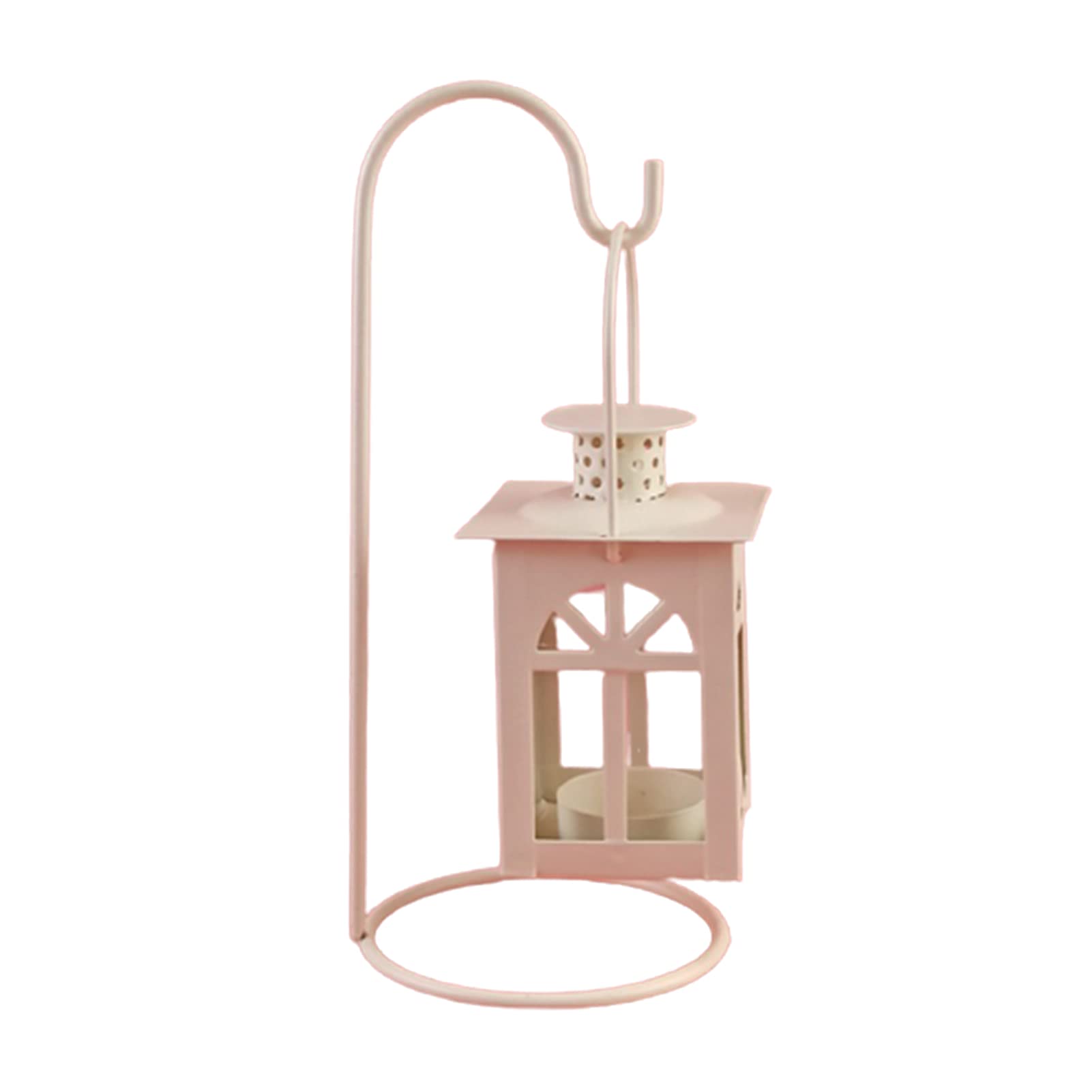 Vintage Wrought Iron Candlestick Holders with Hook Stand - Windproof Tealight Candle Lantern for Wedding, Party, Holiday & Dining Table Decoration (White) - Perfect for Indoor & Outdoor Events, Romantic Dinners, and Cozy Home Ambiance