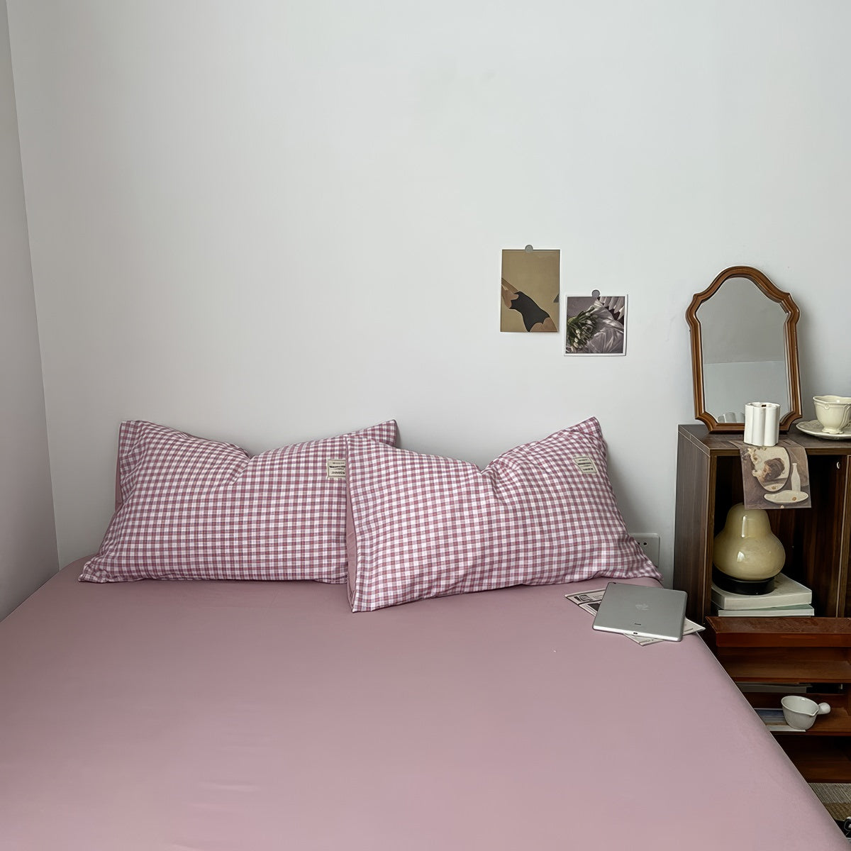 Stylish Dusty Purple Gingham Bedding Set - Queen Size 4-Piece Comforter Set with Pillow Shams - Soft Breathable Cotton for Cozy Bedroom Decor & Farmhouse Aesthetic
