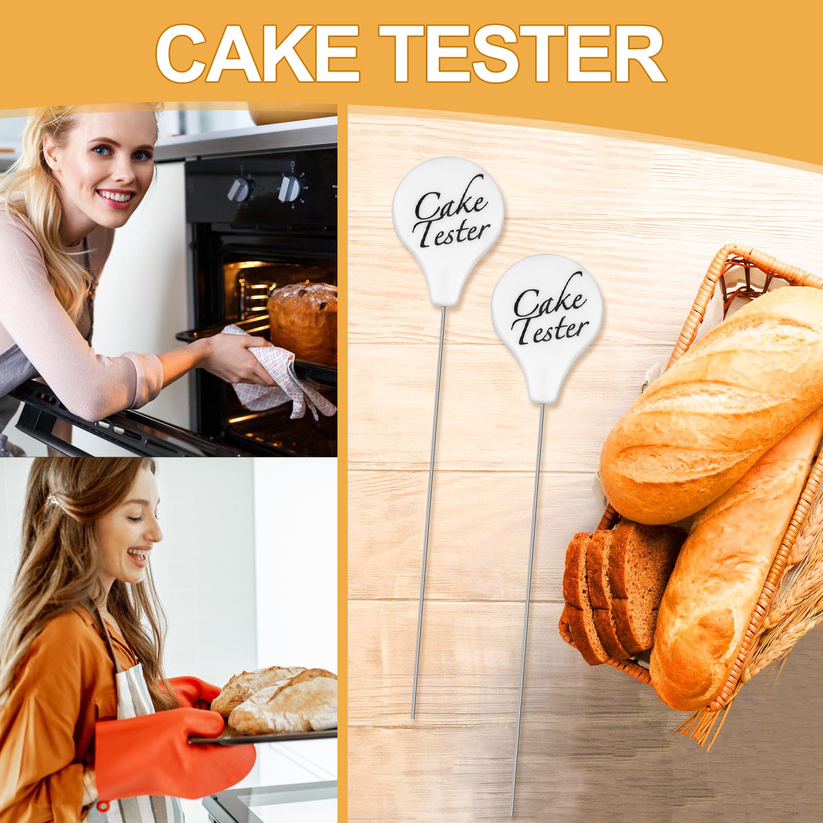 Stainless Steel Cake Tester Kit - 2 Pack 7.5 Inch Baking Doneness Testers for Cakes, Breads & Pastries | Essential Kitchen Baking Tools for Perfect Desserts Every Time