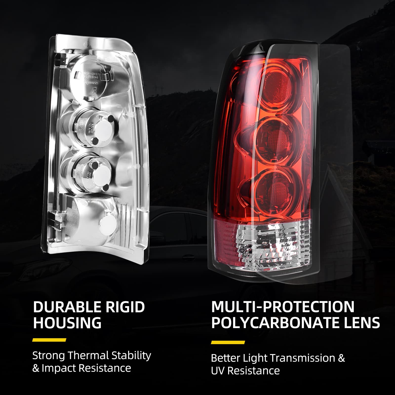DWVO Replacement Headlight Assembly & Tail Lights Compatible with 1999-2002 Chevrolet Silverado 1500/2500, 2001-2002 Silverado 1500 HD/2500 HD/3500 - Black Housing - Perfect for Night Driving & Off-Road Adventures