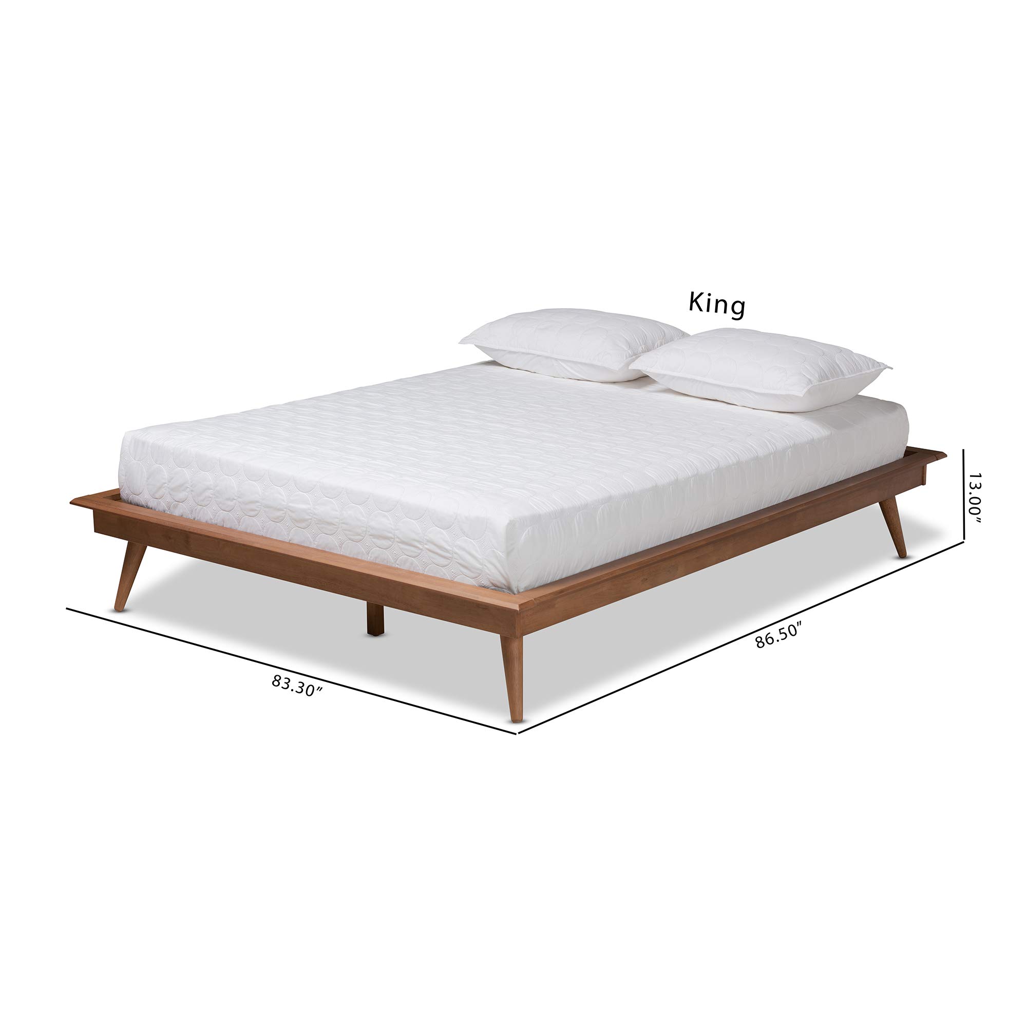Baxton Studio Queen Size Bed Frame with Wooden Slats - Modern Brown Bedroom Furniture for Master Bedroom, Guest Room & Dorm