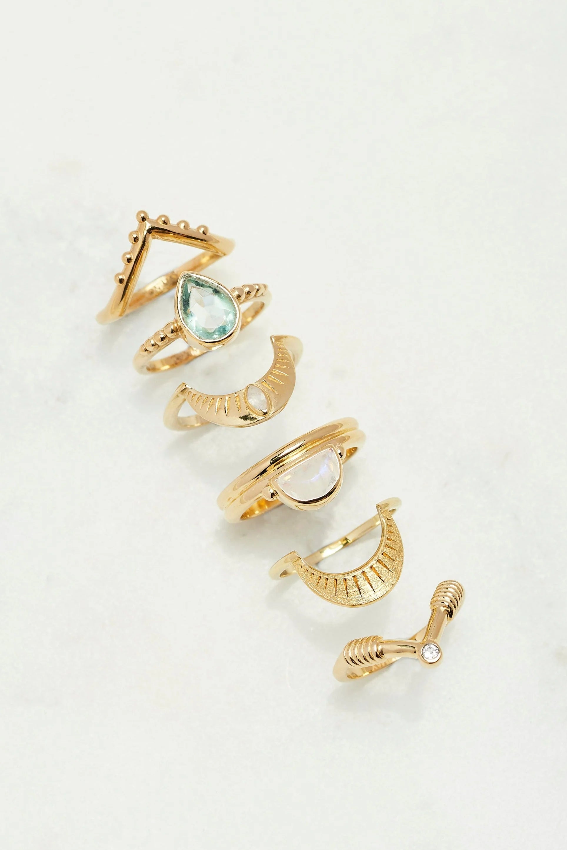 Lune Moonstone Gold Stacker Ring - Elegant Stackable Jewelry for Women | Perfect for Layering, Everyday Wear & Special Occasions