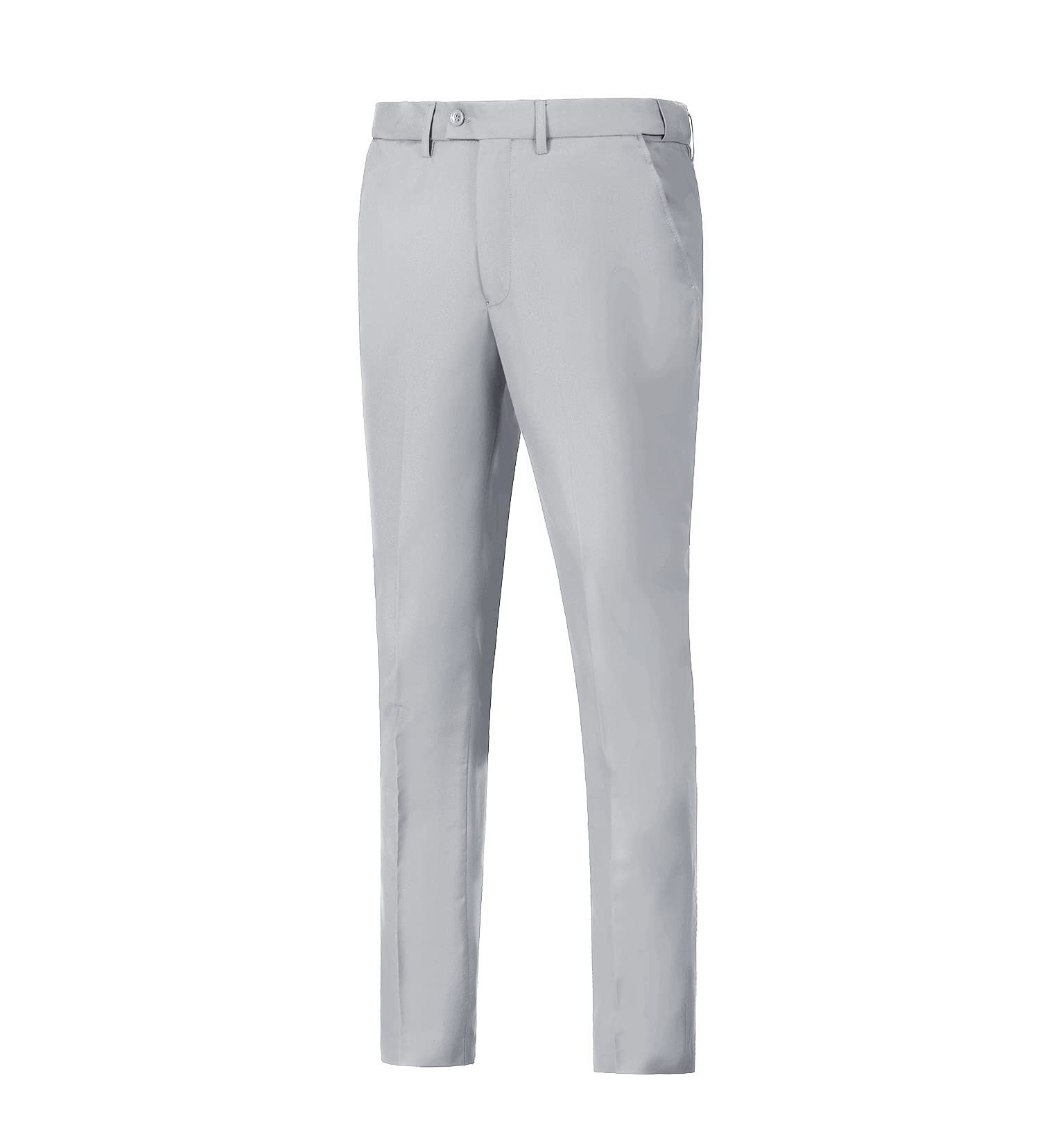 Men's Slim Fit Suit Pants - Black Formal Dress Pants for Wedding, Groomsmen & Business | Flat Waist Expandable Comfort | Perfect for Office, Cocktail Parties & Special Occasions