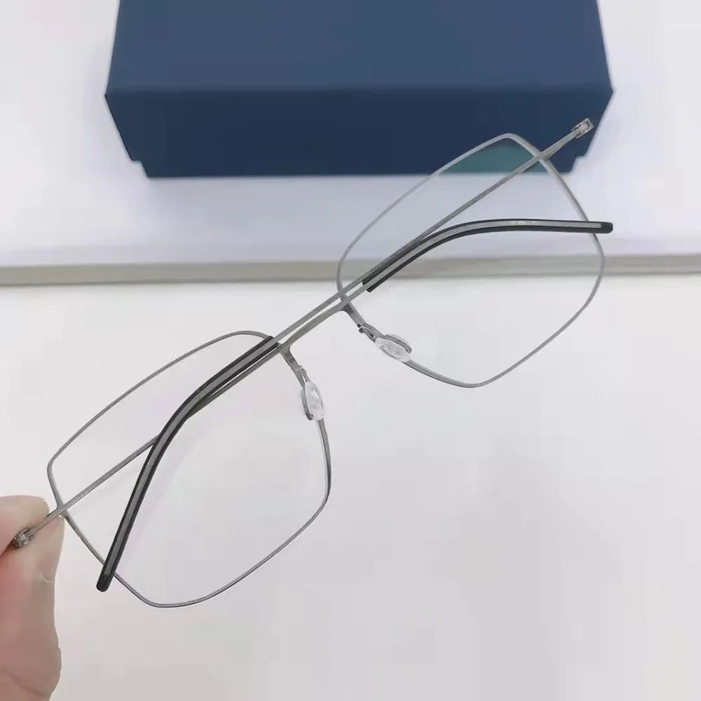Aimee Unisex Full Rim Square Screwless Titanium Eyeglasses Frame 5511 - Lightweight Durable Glasses for Work, Reading & Fashion
