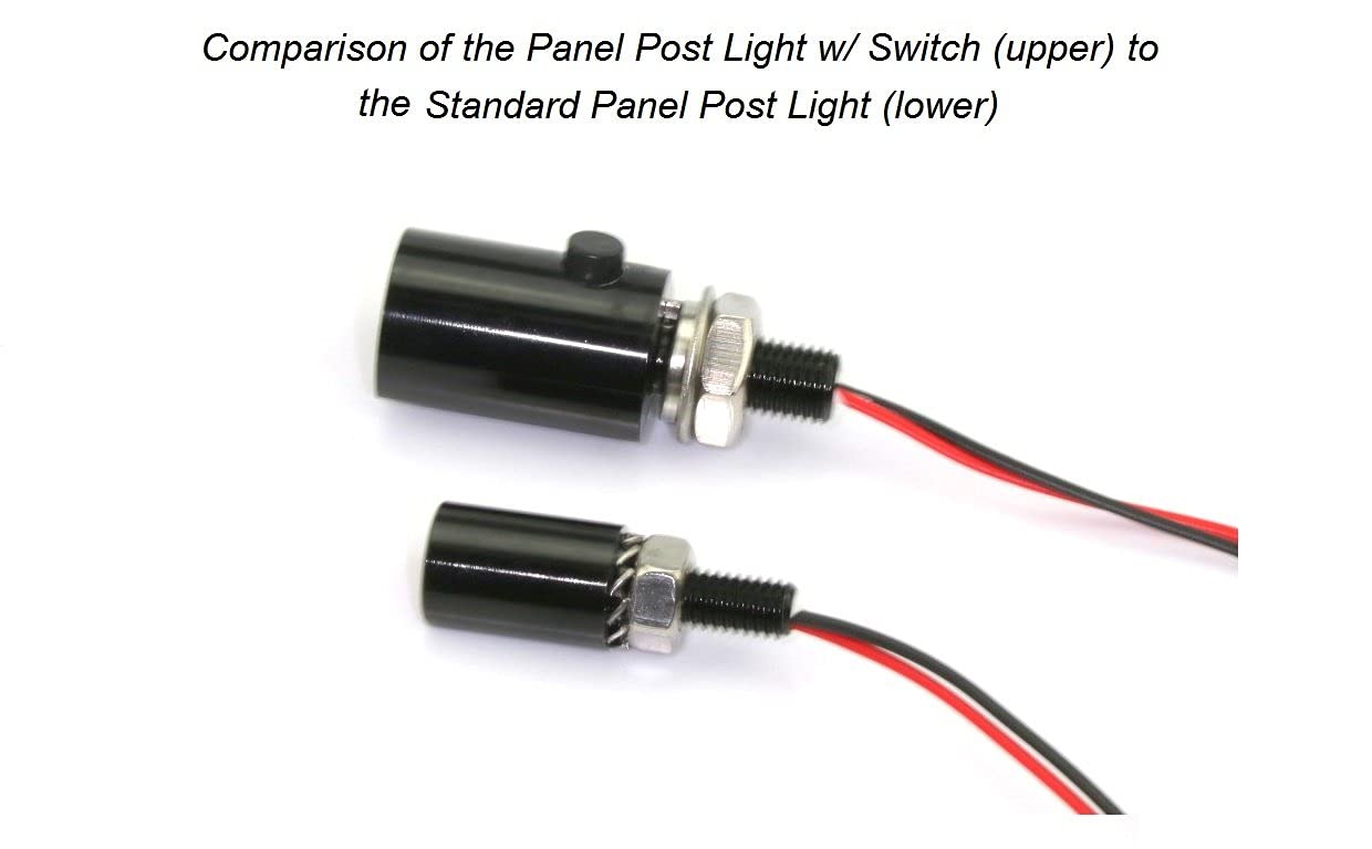 12V Red LED Pilot Lights Instrument Panel Light with Switch - Durable 12 Volt DC Post Light for Marine, Automotive, and Industrial Control Panels