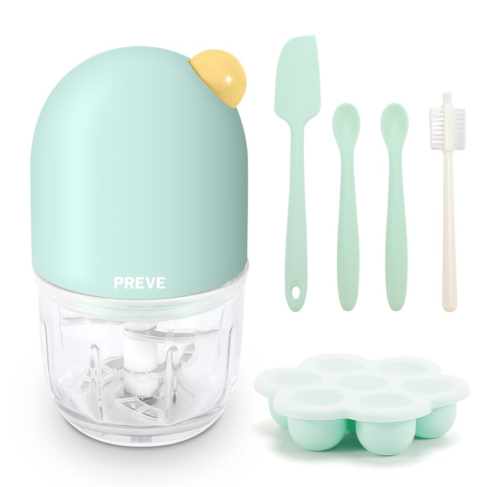 Baby Food Maker & Mini Processor Kit - 4-in-1 Blender for Fruits, Vegetables & Meat with Freezer Trays, Silicone Spoons & Spatula | Perfect for Homemade Baby Puree & Toddler Meals | Ideal for Travel, Daycare & On-the-Go Feeding