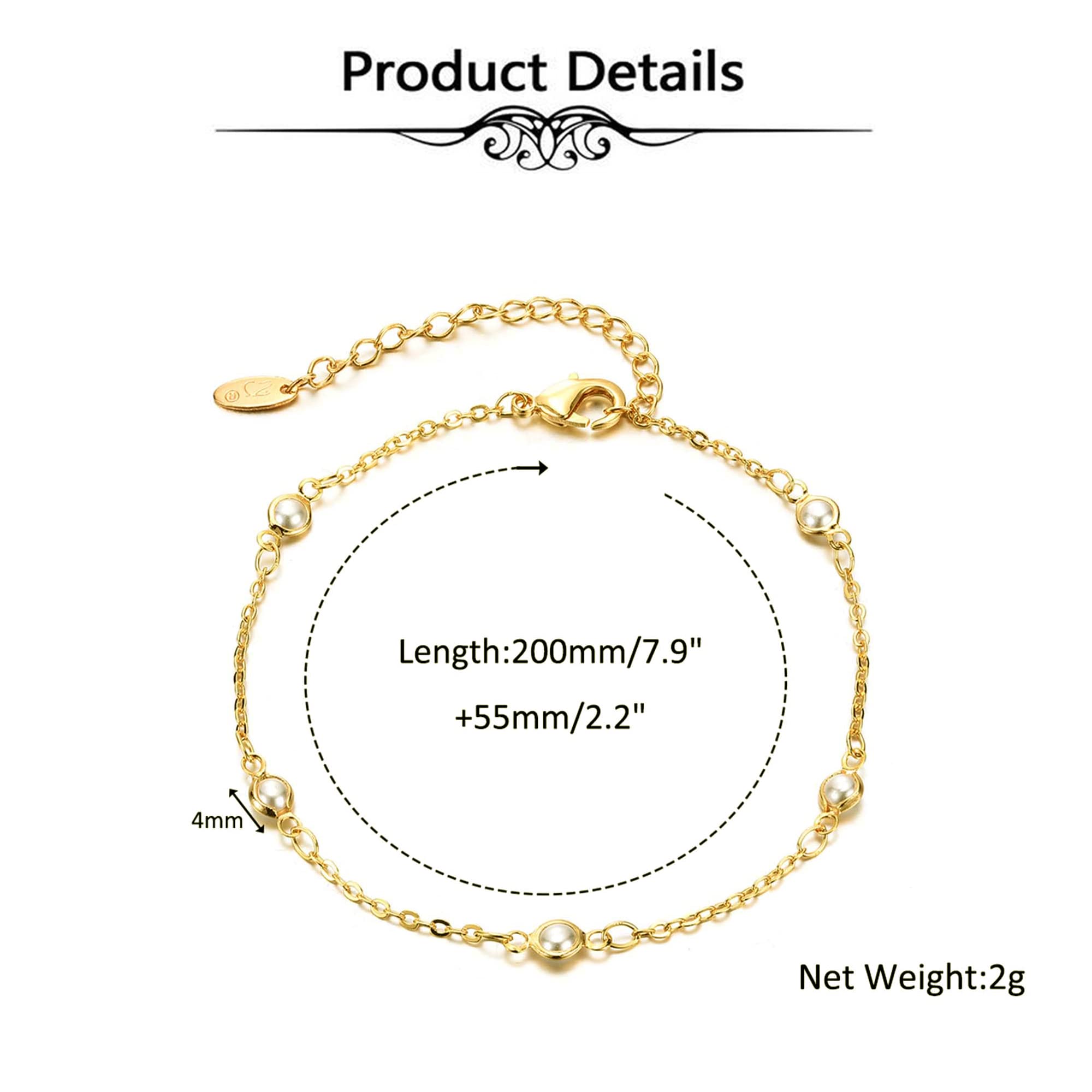 14k Gold Plated Adjustable Anklet Bracelet for Women - Elegant Link Ankle Jewelry for Everyday Wear, Beach, Parties & Special Occasions