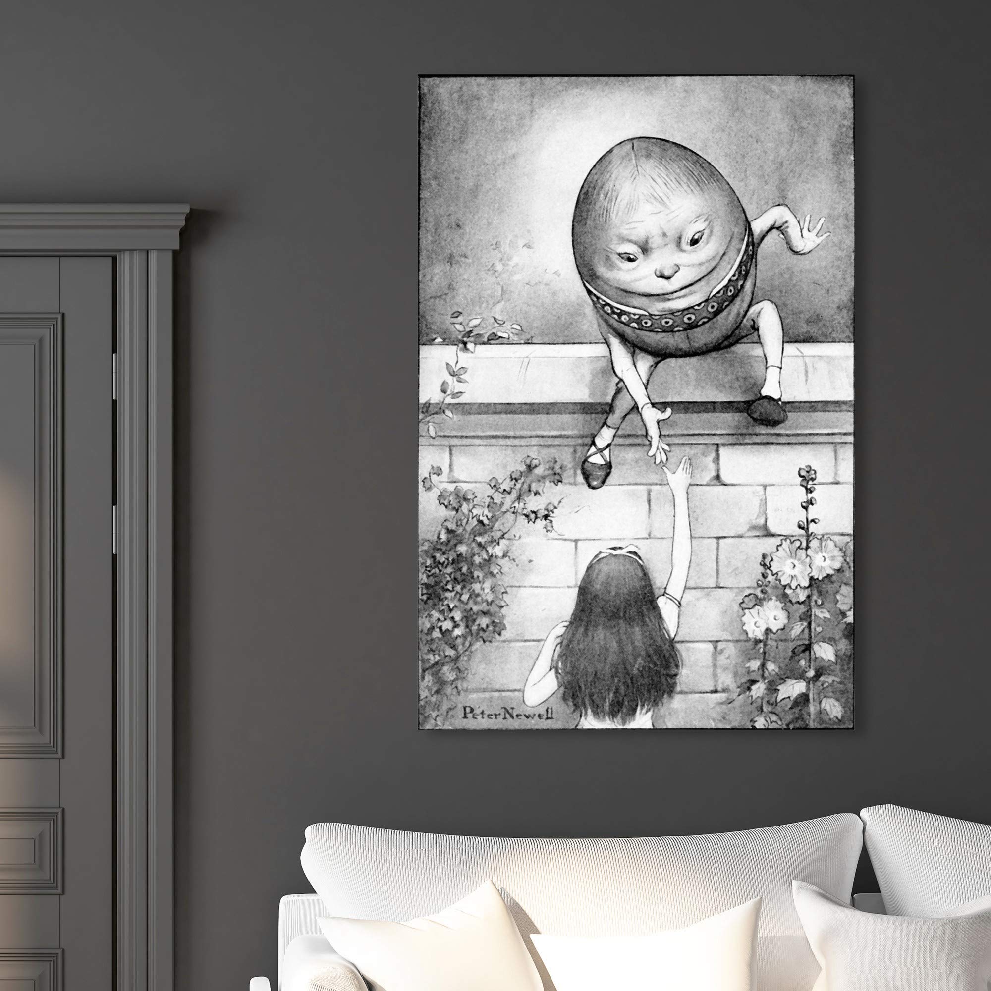 Oliver Gal Artist Co. Sci-Fi Wall Art Canvas Print - 'Helping Alice' Space Themed Kids Room Decor, 30x45 Inches, Black & White - Perfect for Children's Bedroom, Nursery, or Playroom Wall Decoration