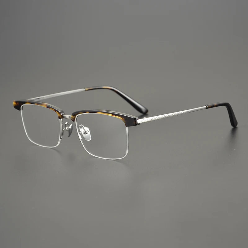 Aimee Unisex Semi-Rimless Square Titanium Acetate Eyeglasses 949105 - Lightweight Durable Glasses for Work, Reading & Fashion