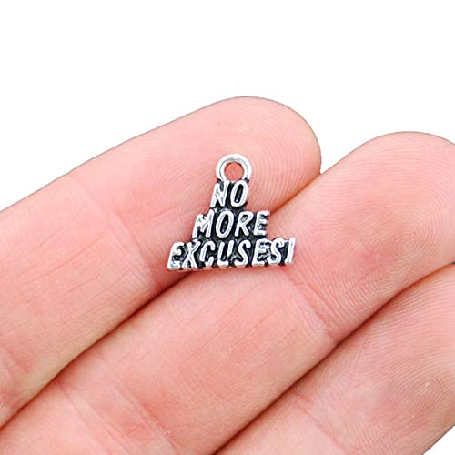 20 Pack Antique Silver Tone Fitness Motivational Charms - 