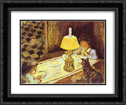Pierre Bonnard Museum Art Print - 24x20 Black Ornate Framed Double Matted Wall Decor for Kids Room, Nursery, or Playroom | Perfect Children's Lunch Theme Painting for Home & School Decor