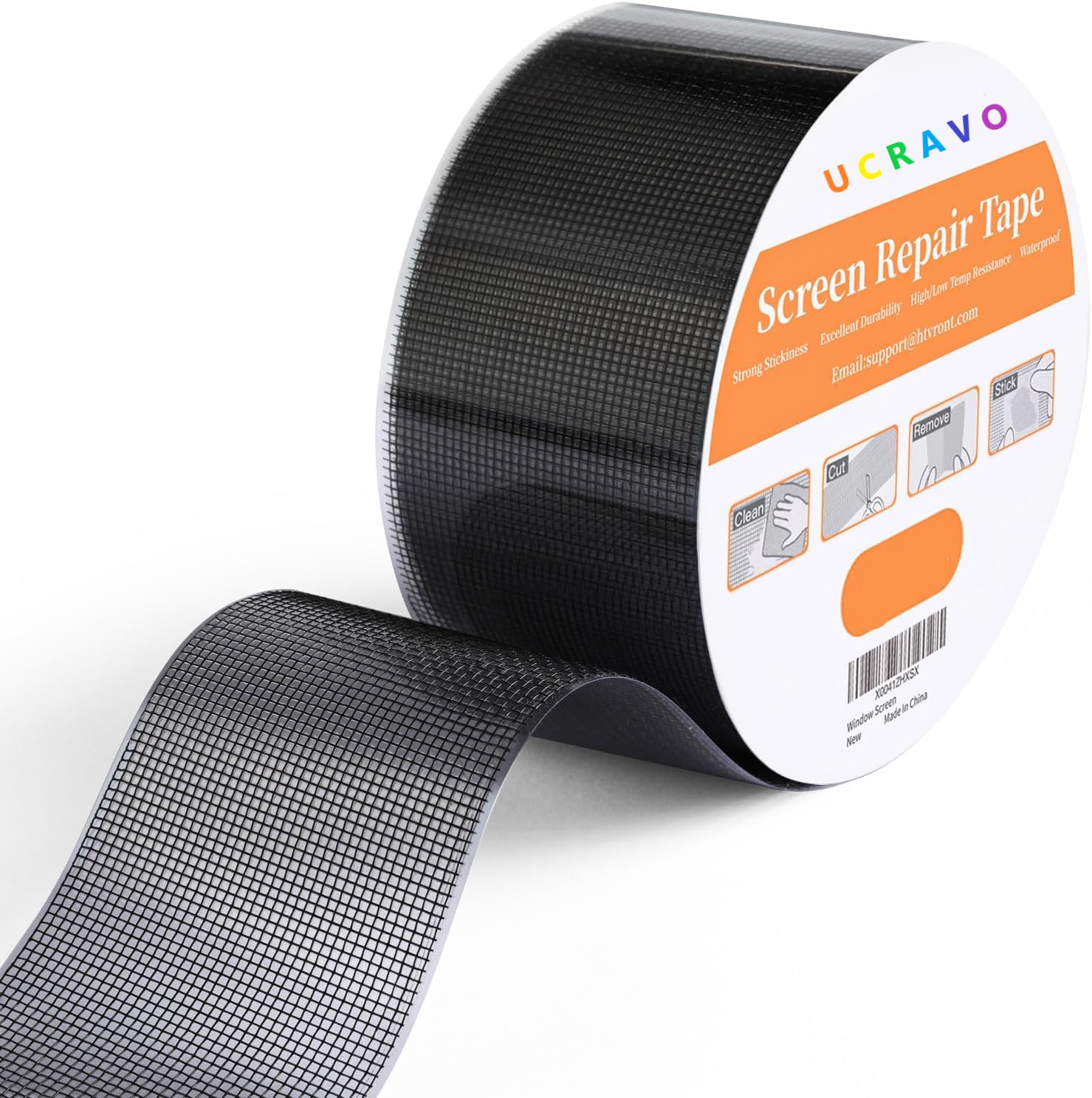 UCRAVO 5cm x 200cm Fiberglass Window Screen Repair Tape - Self Adhesive Waterproof Mesh Patch Kit for Mosquito Net & Door Screen Tears - Black (Perfect for Home, RV, and Patio Screen Repairs)