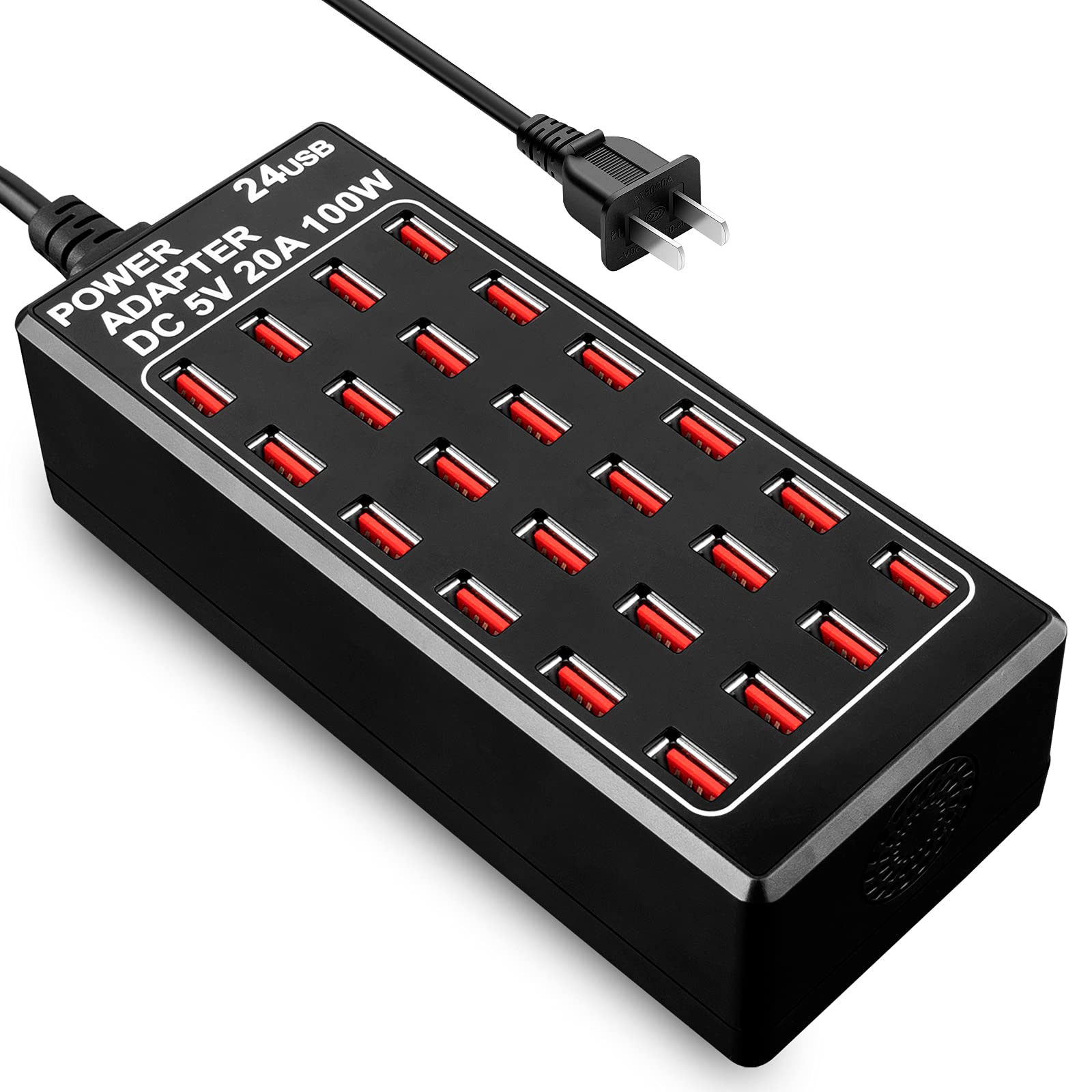 24-Port 100W (20A) USB Charging Station - Fast Desktop Charger for Multiple Devices | Perfect for Home, Office, Hotel, School, Mall & Travel Use