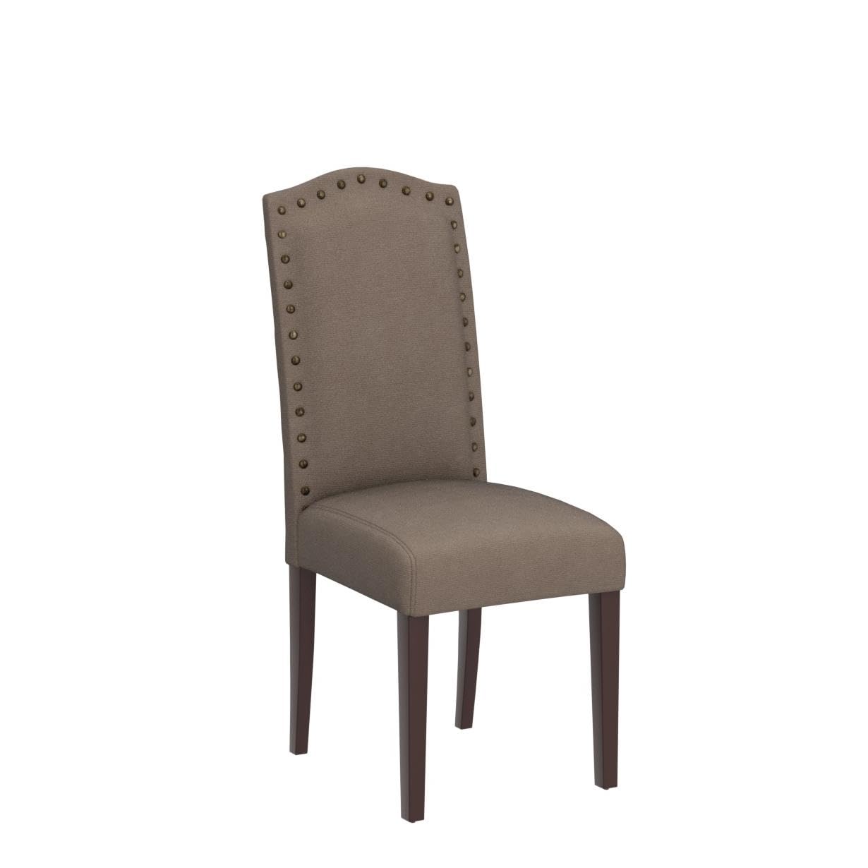 Glitzhome Set of 2 Upholstered Dining Chairs - Modern Padded Fabric Kitchen Side Chairs, Armless Brown - Perfect for Dining Room, Breakfast Nook & Small Space Decor
