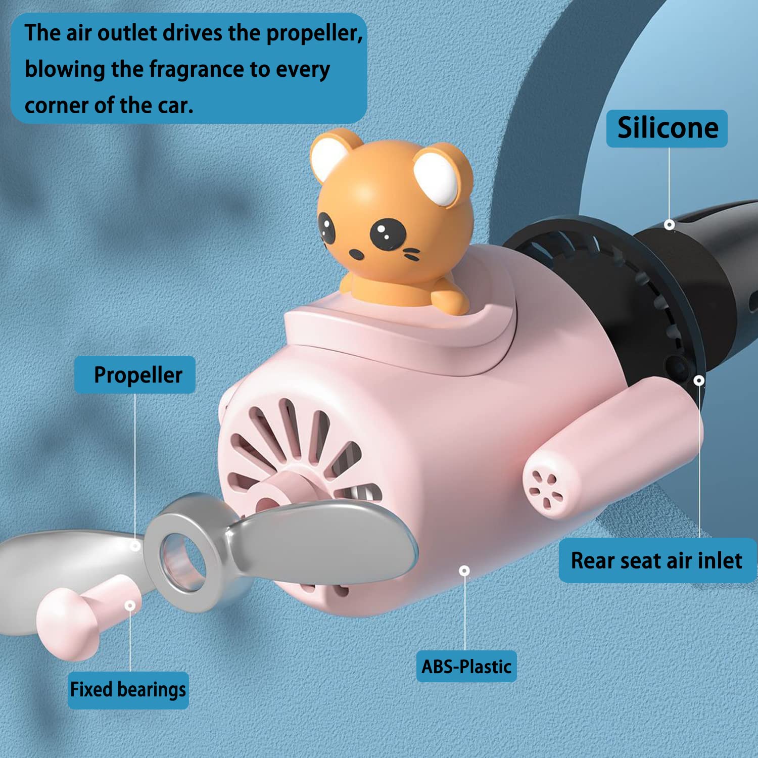 Cute Cartoon Pilot Car Air Freshener - Solid Perfume Auto Vent Clip Decor (Black Mouse) | Perfect for Cars, Trucks & Office Spaces