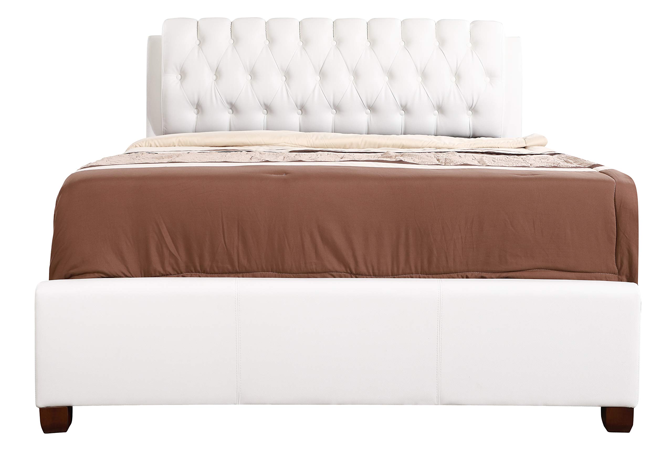 Glory Furniture White Queen Size Sleigh Bed with 2 Storage Boxes - Perfect for Master Bedroom, Guest Room & Small Space Living