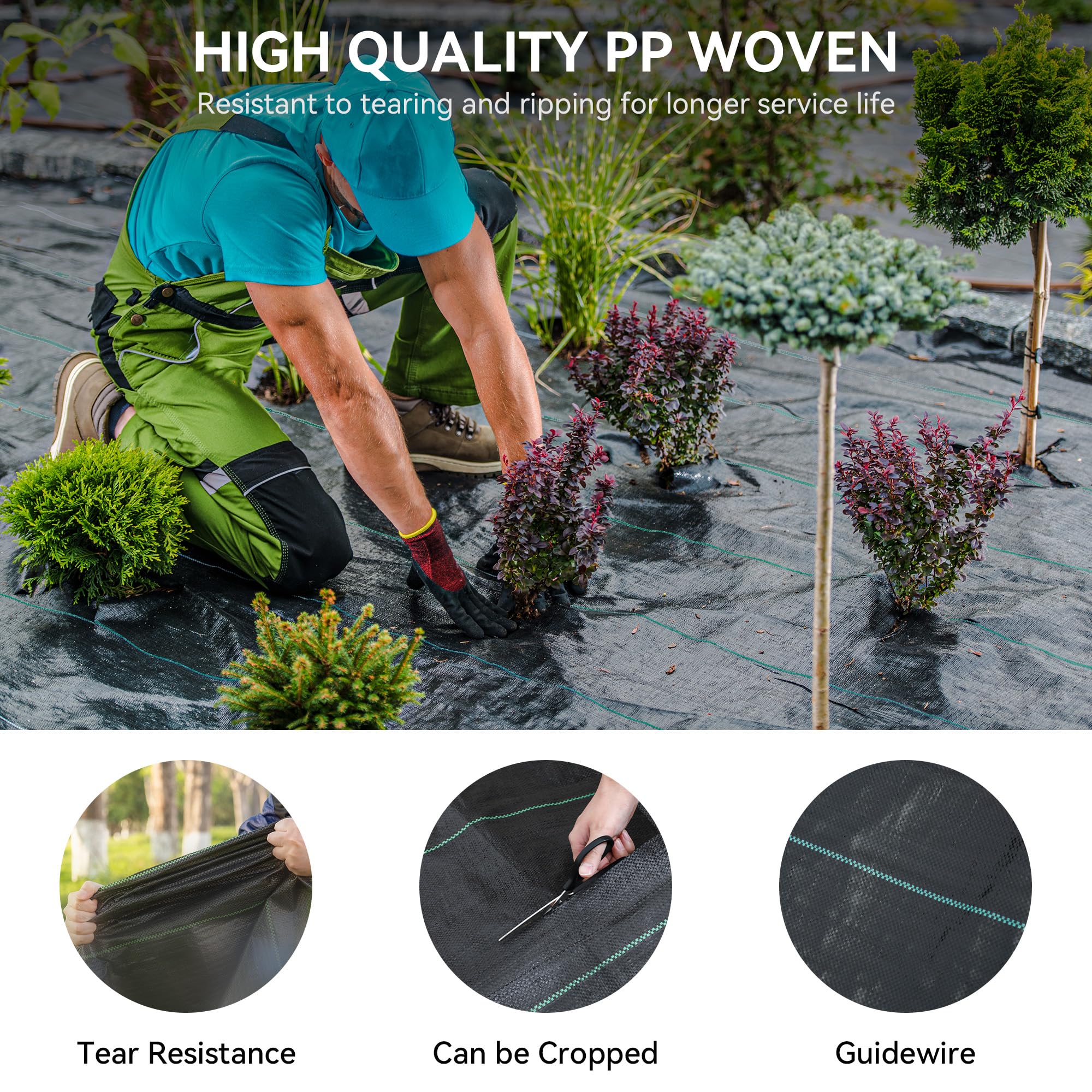 **YITAHOME 3x300FT Heavy Duty Weed Barrier Landscape Fabric - Premium 3.2oz Woven Gardening Mat for Driveway, Ground Cover & Landscaping | Durable Geotextile Fabric for Weed Control, Garden Beds & Outdoor Projects**
