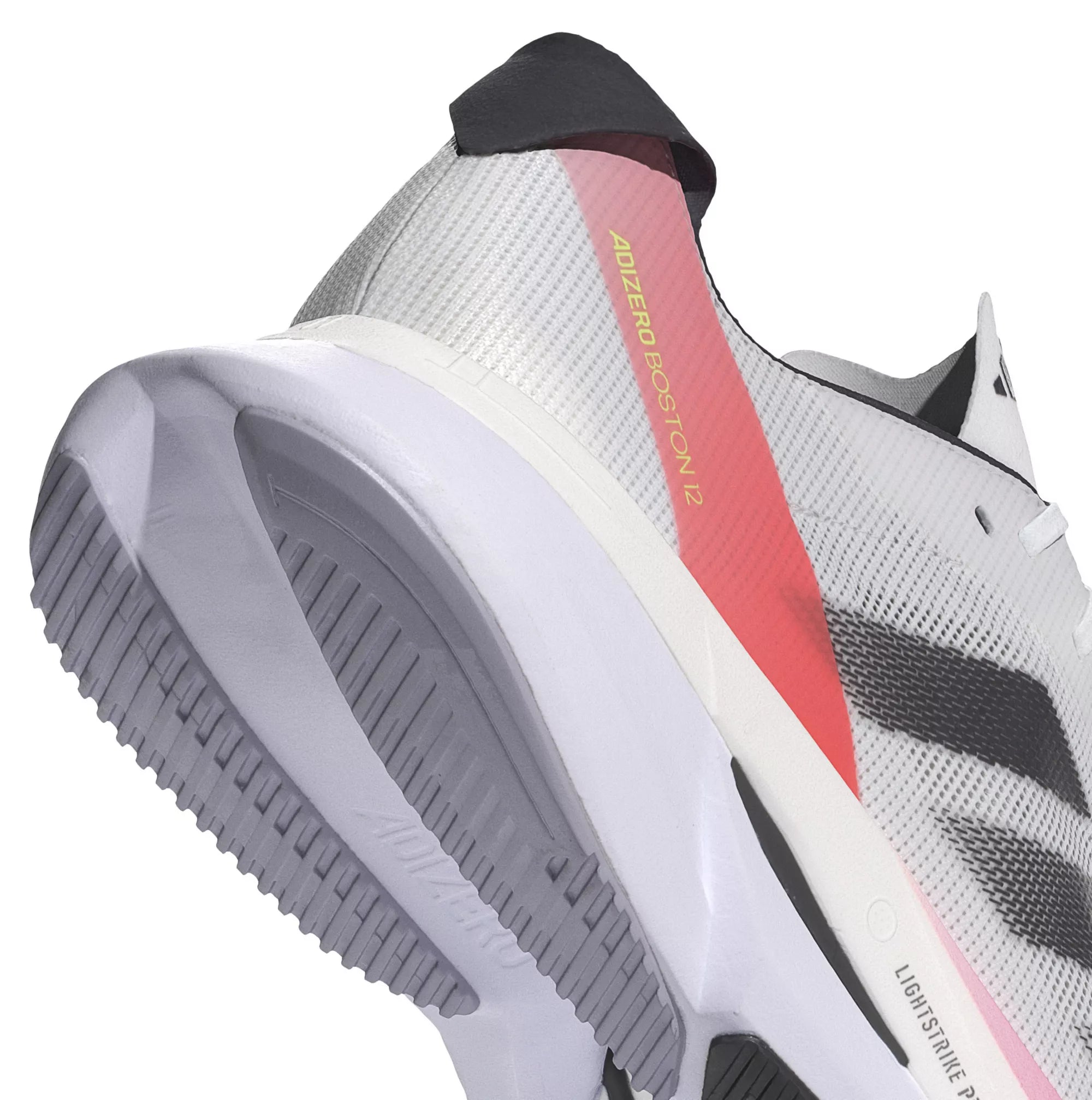 Men's Adidas Adizero Boston 12 Running Shoes - Cloud White/Aurora Met/Solar Red - Lightweight Performance Sneakers for Marathon Training & Road Running