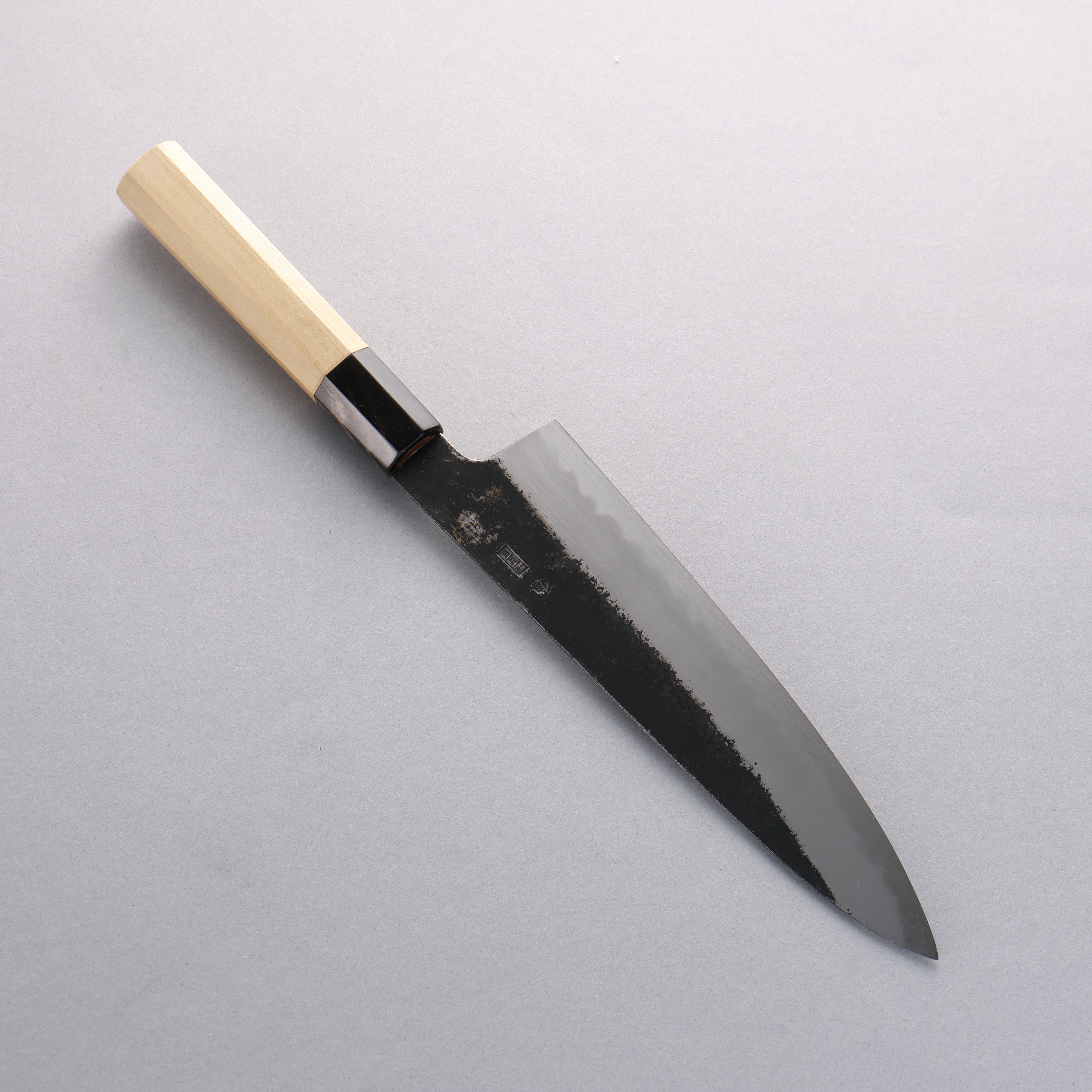Premium Kikuzuki White Steel No.2 Black Finished Gyuto Chef Knife 210mm with Magnolia Wood Handle - Japanese Kitchen Knife for Professional Chefs & Home Cooking, Perfect for Slicing, Dicing & Meat Cutting
