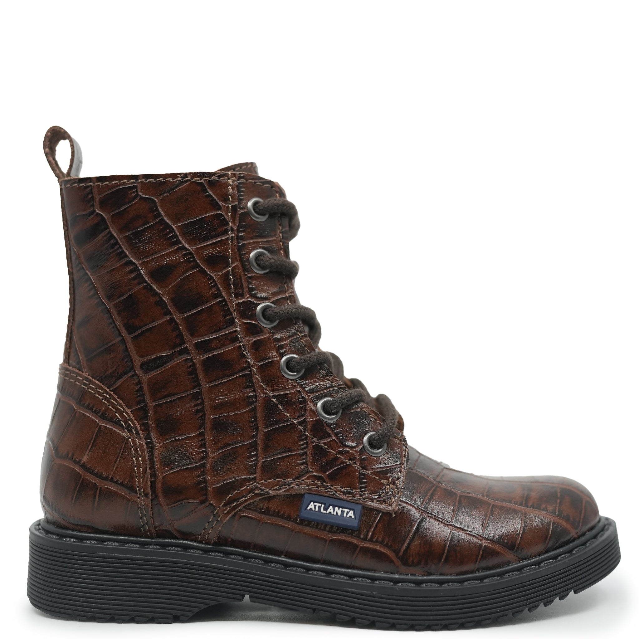 Atlanta Mocassin Brown Crocodile Leather Boots for Men - Comfortable & Stylish Ankle Boots for Casual Wear, Outdoor Walking, and Office Fashion