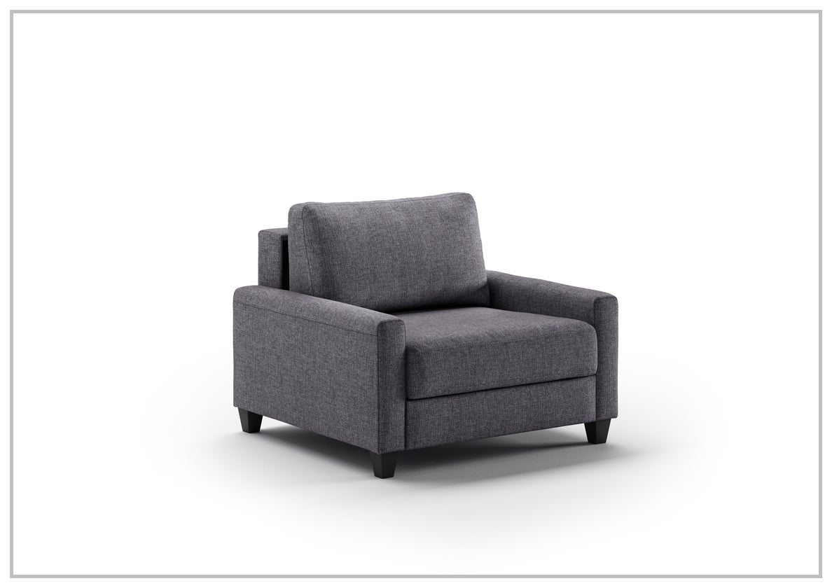 Luonto Nico Fabric Sleeper Chair Sofa with Nest Mechanism - Convertible Bed & Lounge Chair with Walnut or Chrome Legs - Perfect for Small Spaces, Guest Rooms & Apartments