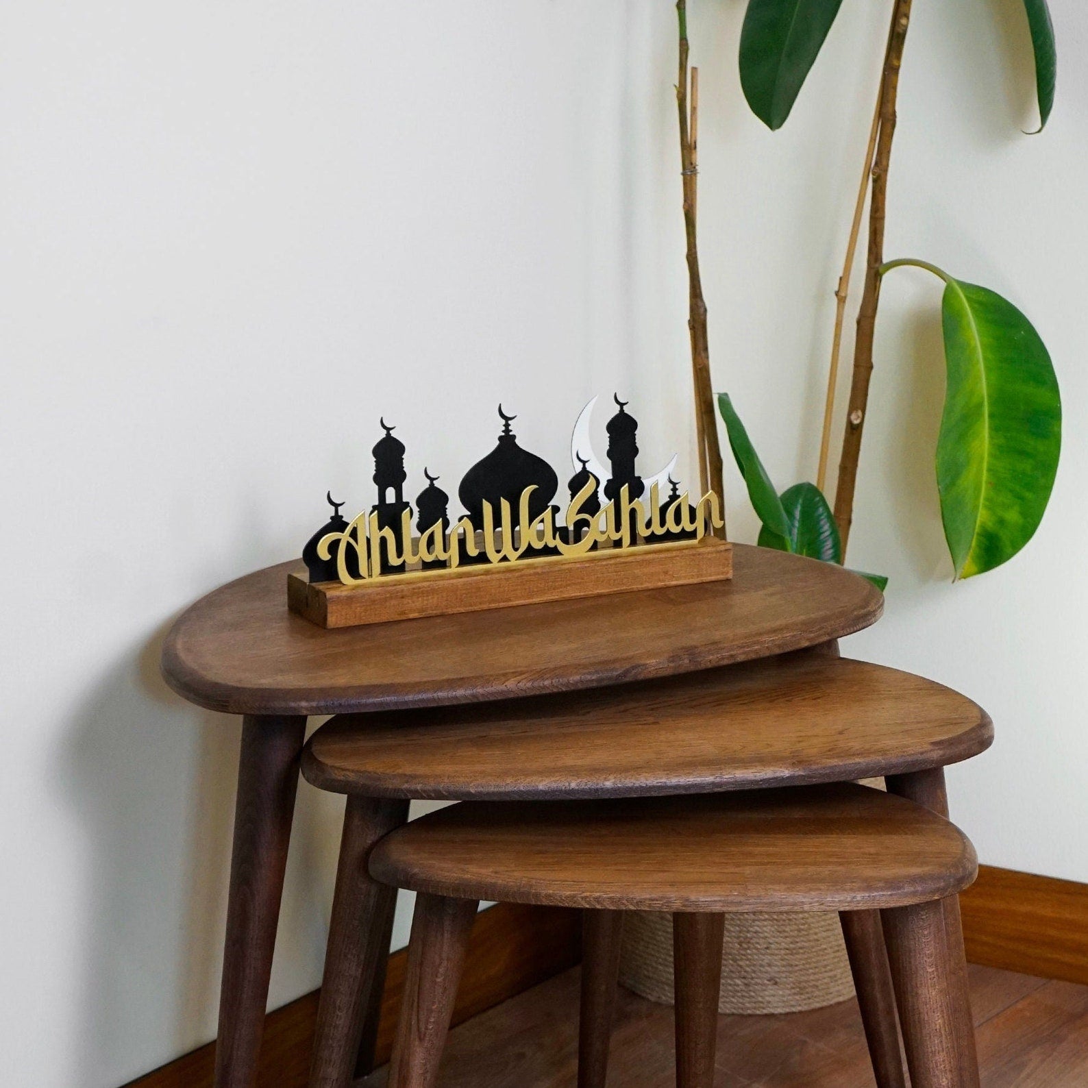 Hagia Sophia & Mosque Islamic Art Tabletop Decor - Handcrafted Islamic Home Decor for Living Room, Office & Gift Giving