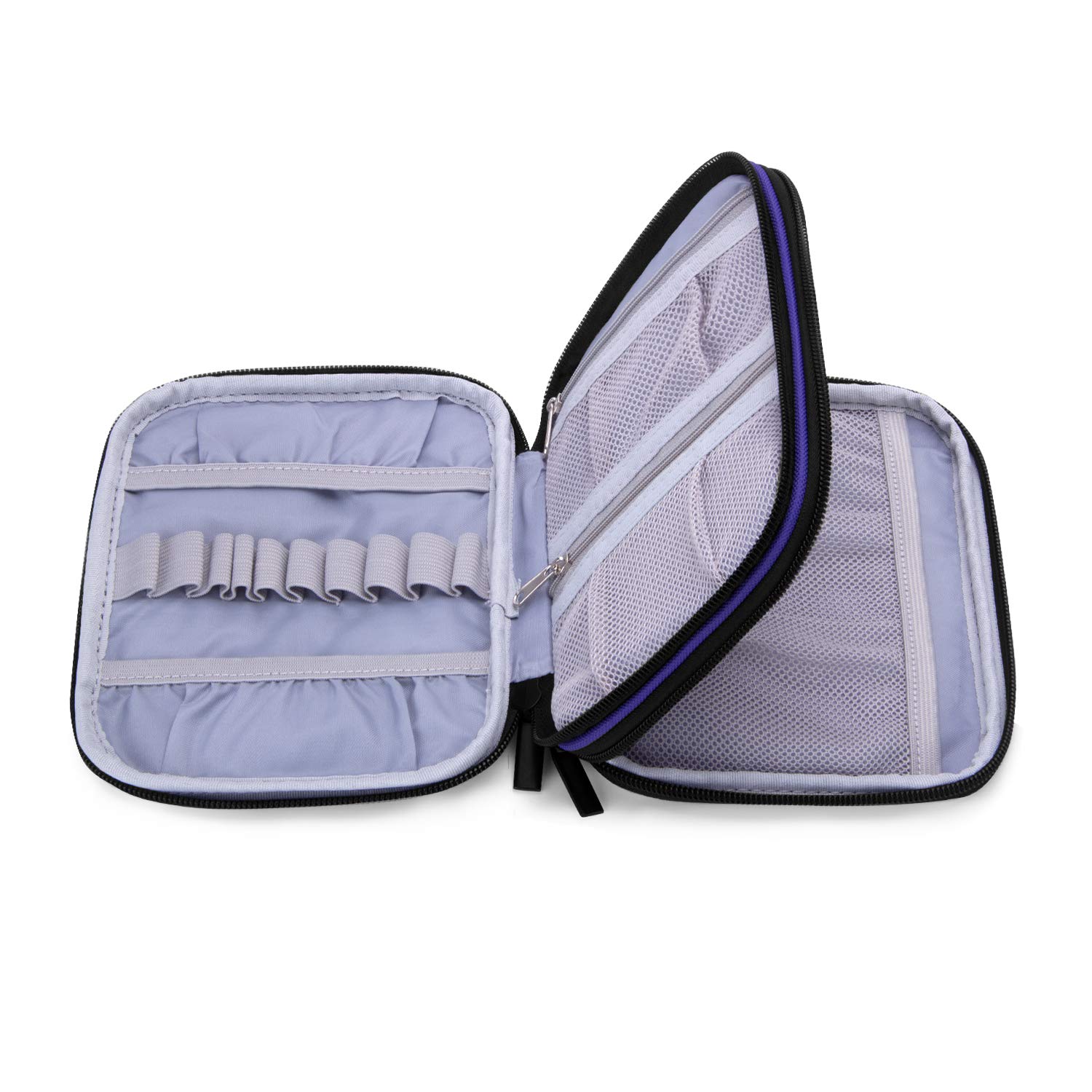 Premium Crochet Hook Case with Zipper & Web Pockets - Organizer Bag for Knitting Needles & Accessories - Portable & Durable Medium Size in Blue Violet - Perfect for Travel, Crafting & Crochet Projects