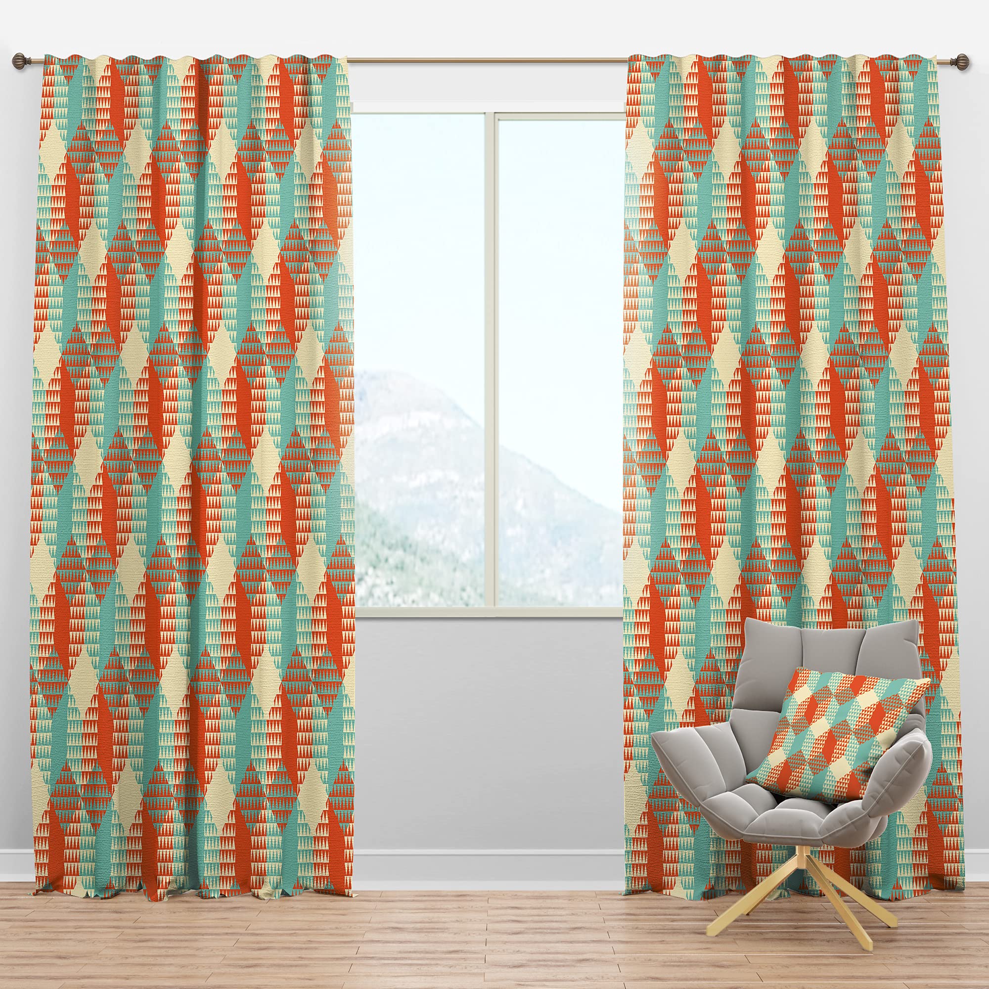 DesignQ Blackout Curtains - Retro Hexagon Pattern VIII - Thermal Insulated Bedroom & Living Room Drapes - Single Panel 52x108 Inches - Perfect for Light Blocking, Privacy & Energy Efficiency