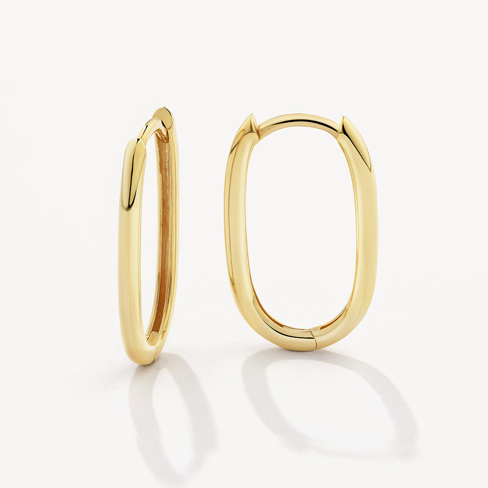10k Gold Oval Paperclip Hoop Earrings - Elegant Everyday Jewelry for Women, Perfect for Office, Date Night & Special Occasions